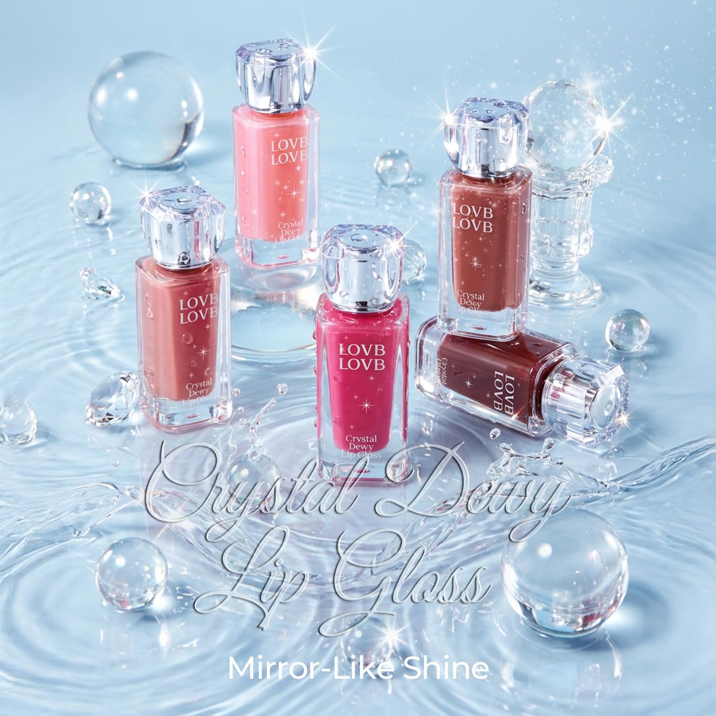 LOVB LOVB Crystal Dewy Lip Gloss | Lightweight & Non-Sticky | High-Shine & Long-Lasting | Hydrating Korean Lip Care Gloss | 0.17 oz. (02 CHARMING ROSE)