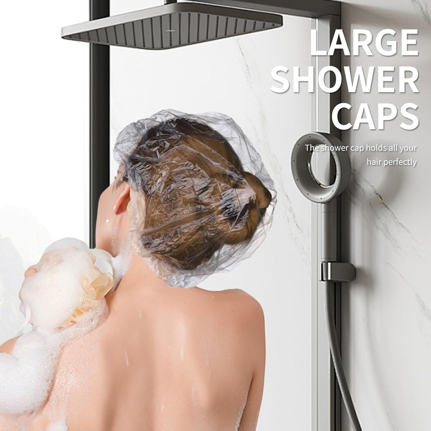 Clear Waterproof Bath Caps for Women - Thick Plastic Hair Cover | Travel Essentials, One Size