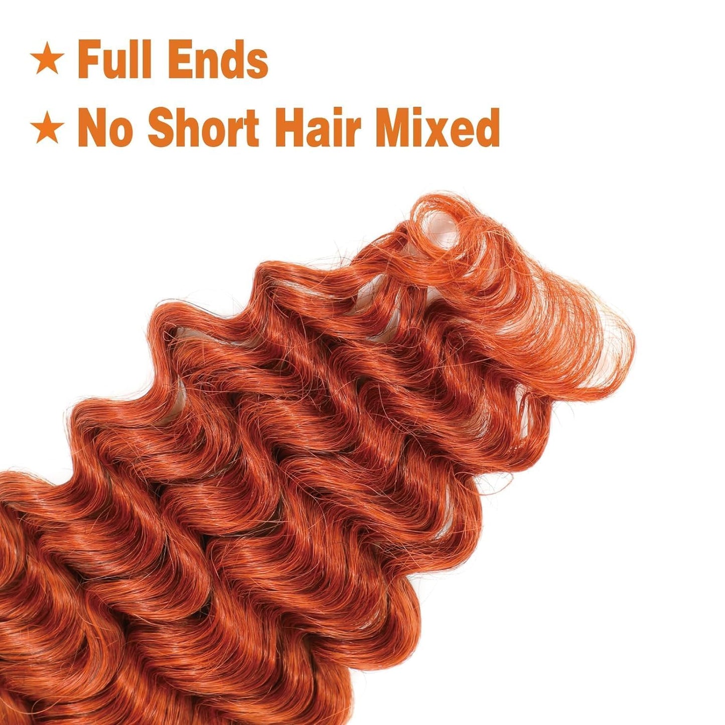 DiexrLamx Braiding Hair Deep Wave Water Bulk 20 20 Inch 100g Color 350 Curly Hair for Boho Braids 2 Bundles No Weft Deep Curly Braiding,Ginger