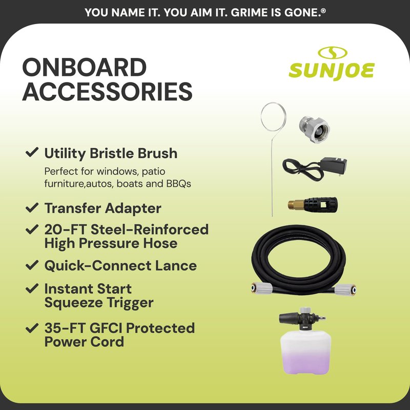 Sun Joe SPX3000-XT XTREAM 2,200 PSI Pressure Washer with 14.9A Motor, Includes 4 Quick-Connect Nozzles, High-Pressure Hose, Garden Hose Adapter, and 35-Foot Power Cord