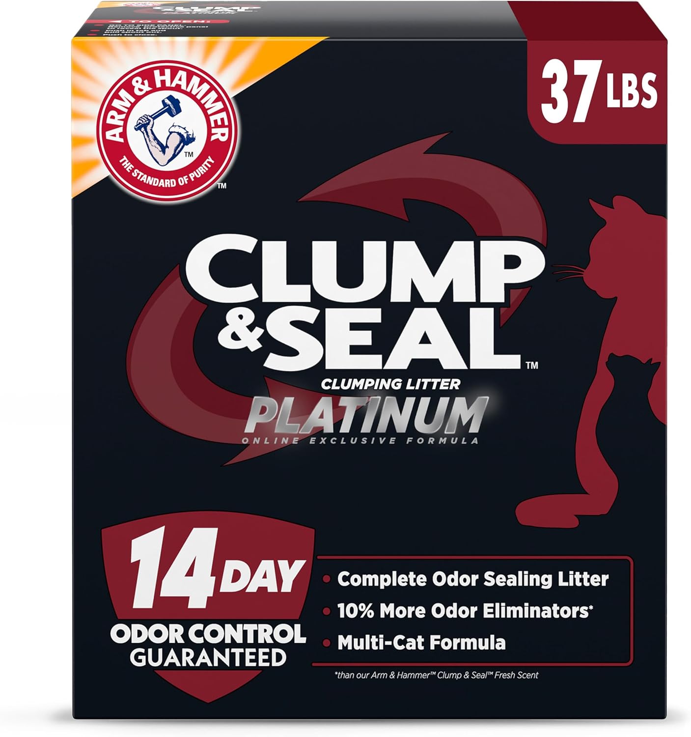 ARM & HAMMER Clump & Seal SLIDE Platinum Cat Litter - Easy Clean, 14-Day Odor Control, 37 lbs