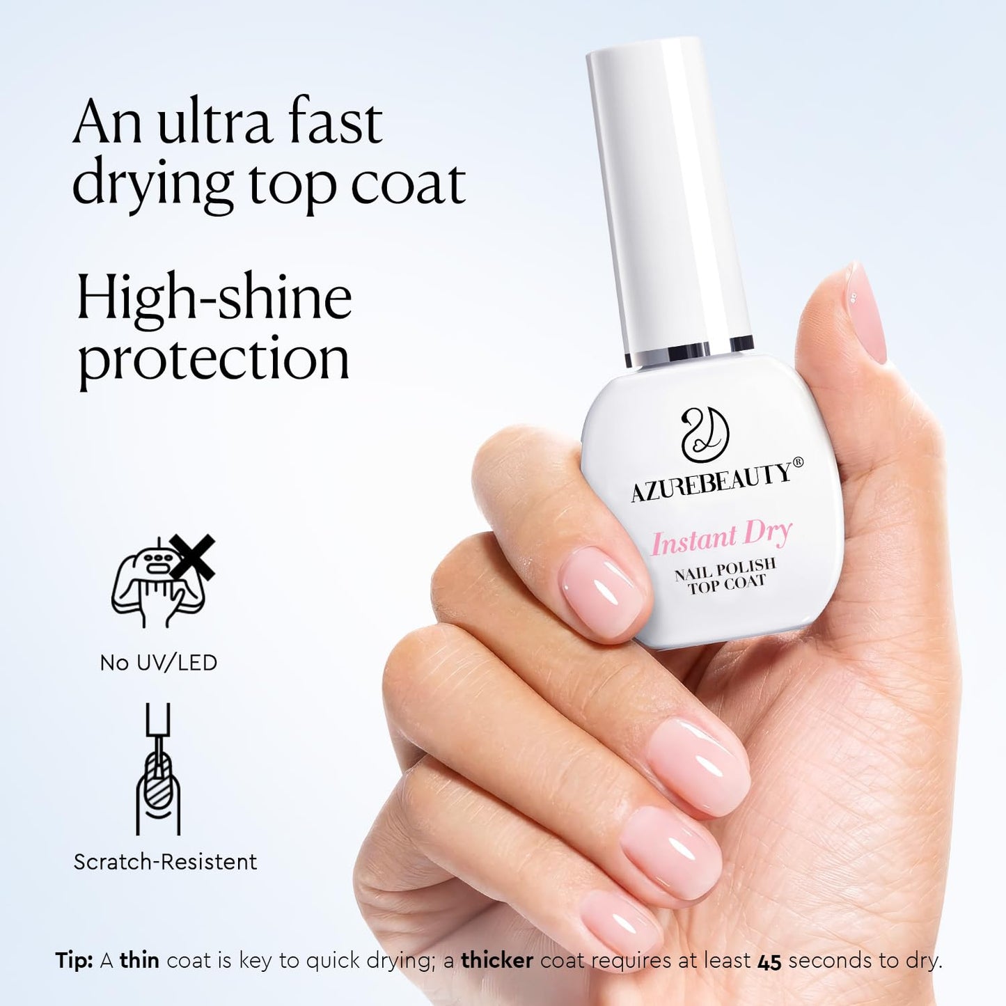 Instant Dry Top Coat for Nail Polish - Quick Dry Clear Finish, High Gloss Shine & Chip Resistant | Perfect for Fast Manicures