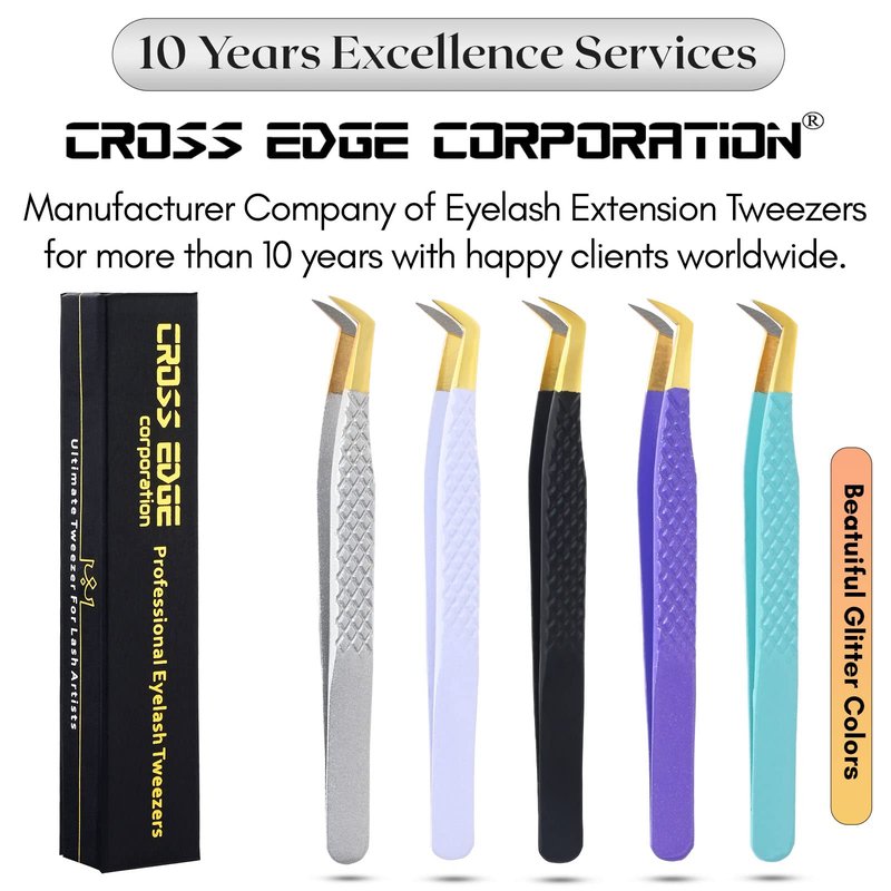 My Lash Tools Fiber Tip Lash Tweezers for Eyelash Extensions Professional Lash Tech Supplies Must Haves Volume Boot Eyelash Tweezers 12cm Stainless Steel Mink Fan Making Lashing Tweezer (Black)