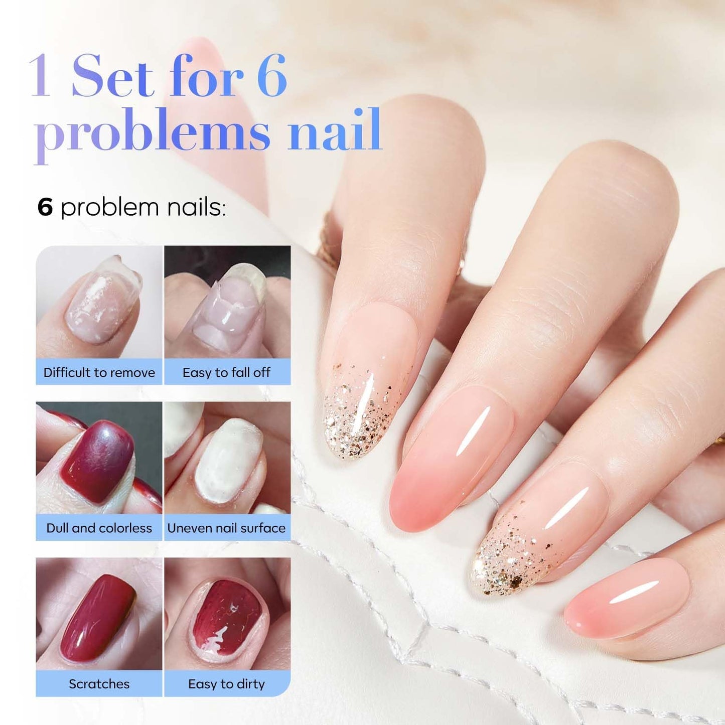 AZUREBEAUTY 18ml Gel Base and Top Coat Set – No Wipe High Gloss Soak Off UV/LED Nail Polish, Long-Lasting Clear Gel for Smooth Shiny Manicure