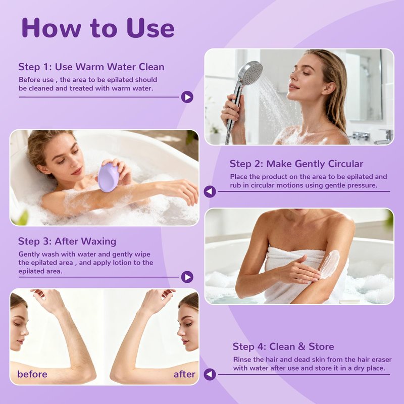 hoyesch Crystal Hair Eraser for Women and Men, Reusable Crystal Hair Remover Painless Exfoliation Epilators Hair Removal for Women, Magic Hair Eraser for Back Arms Legs (Violet)