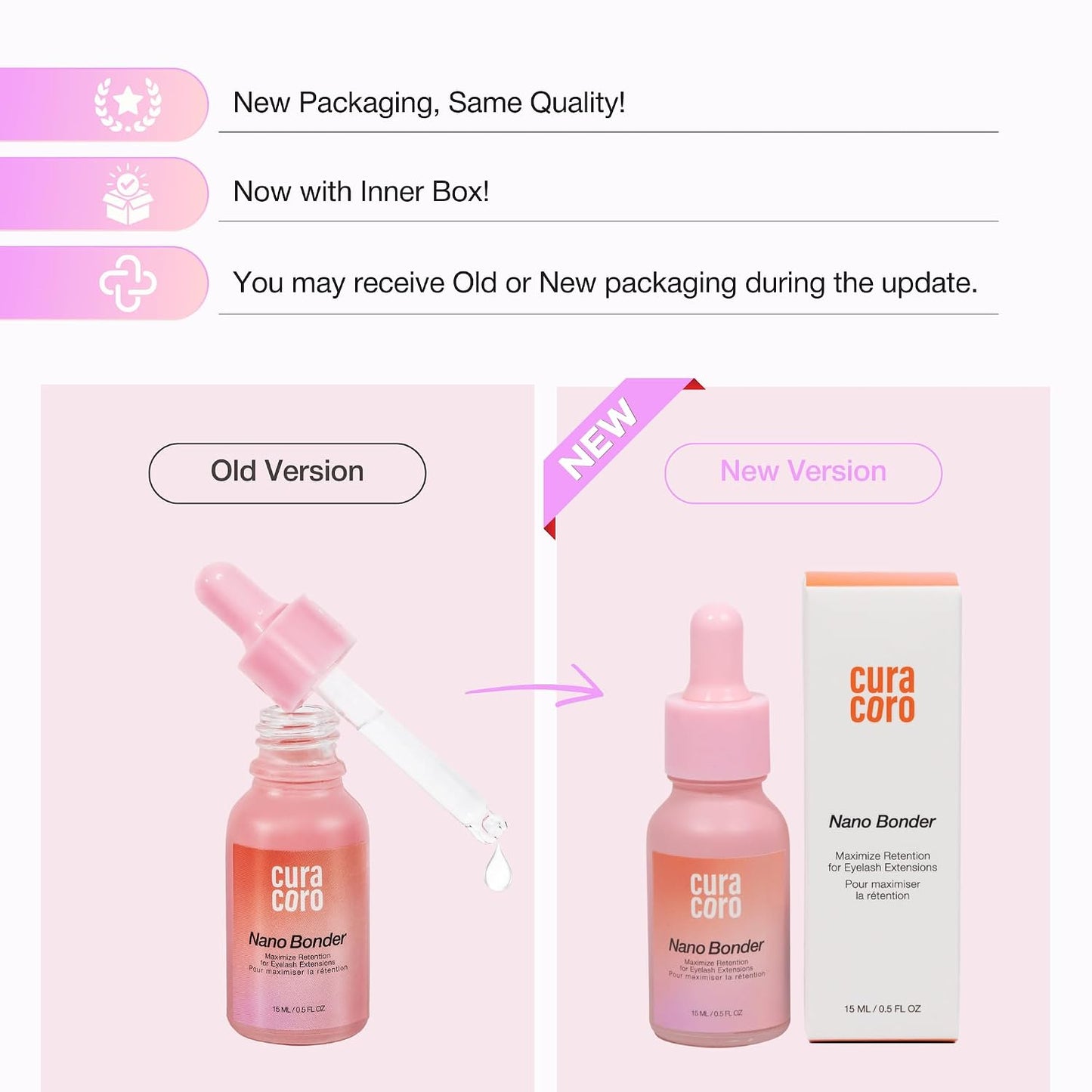 Curacoro Nano Lash Bonder - Eyelash Extension Glue Accelerator, Water & Oil Proof Sealant | 15ml for Longer Retention