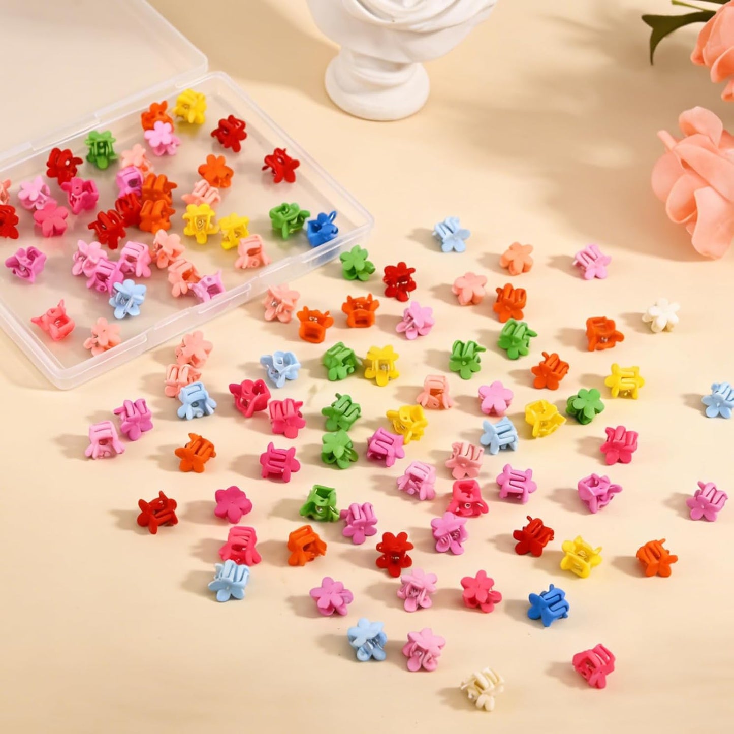 Mini Flower Hair Clips - 100Pcs Colorful Tiny Claw Clips for Women & Girls | Perfect for Short Hair & Gifts