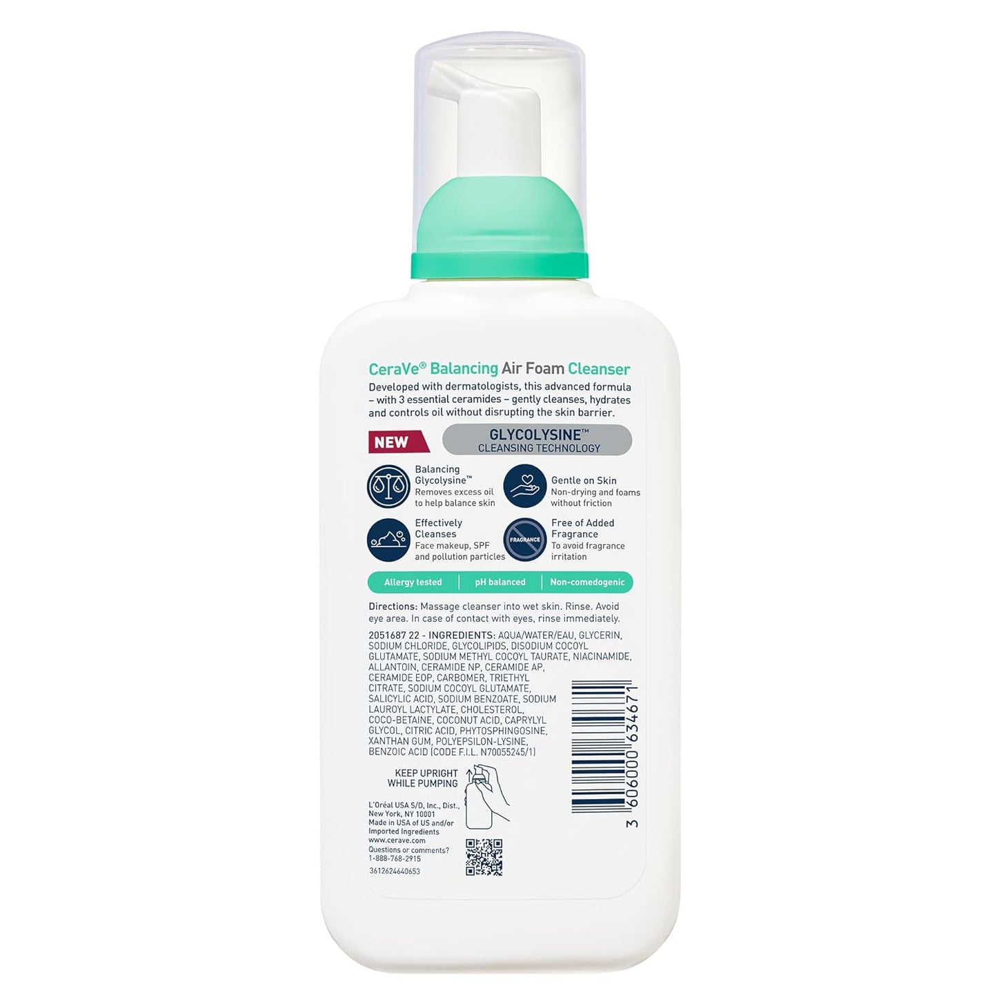 CeraVe Balancing Air Foam Face Wash - Foaming Cleanser for Combination Skin | 8oz, Fragrance-Free, Non-Comedogenic