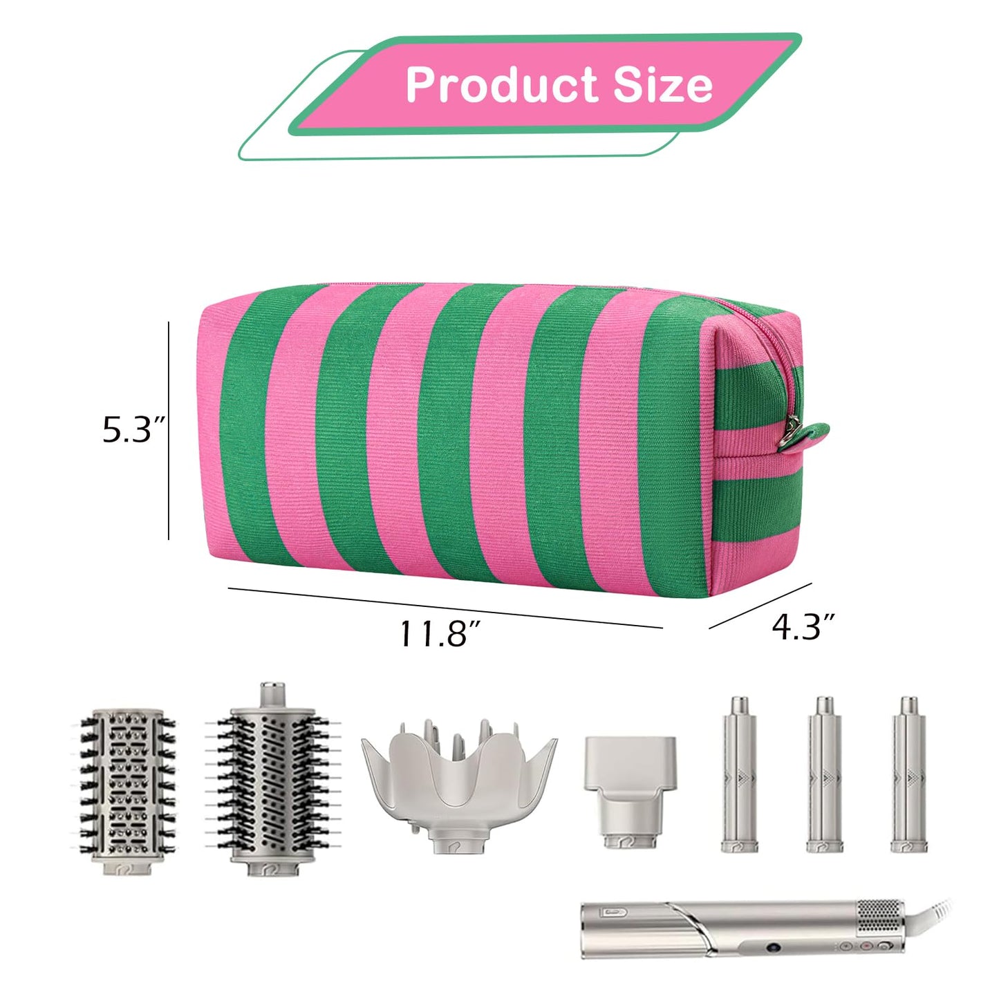 RSRSLEII Striped Hair Tools Travel Bag，Corduroy Hair Dryer Bag, Flat Iron Curling Iron Bag, Aesthetic Foldable Travel Organizer