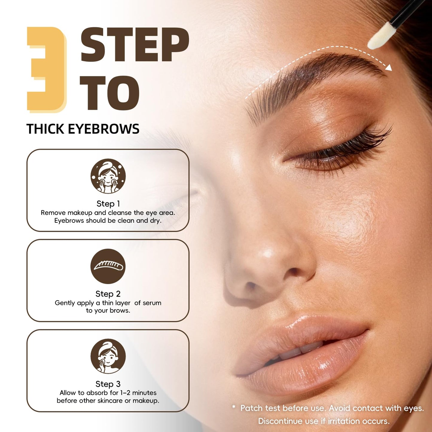 Eyebrow Growth Serum, Peptide Jojoba Eyebrow Serum Advanced Absorption for Longer, Thicker & Fuller Lashes and Brows, Vegan & Cruelty-Free, Clinically Tested (5mL)
