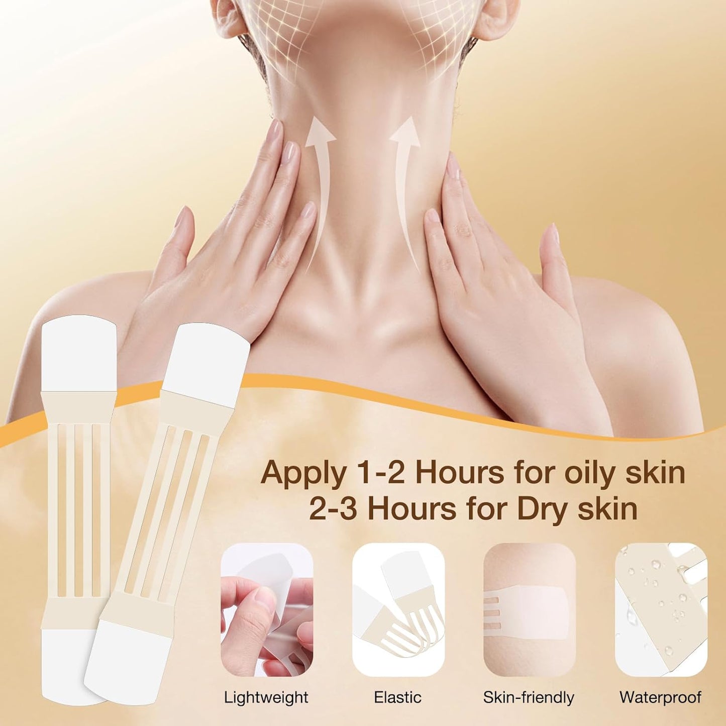 Neck Lift Tape - Reusable Face & Neck Lifting Strips for Anti-Aging | 48 PCS Neck Wrinkle Patches