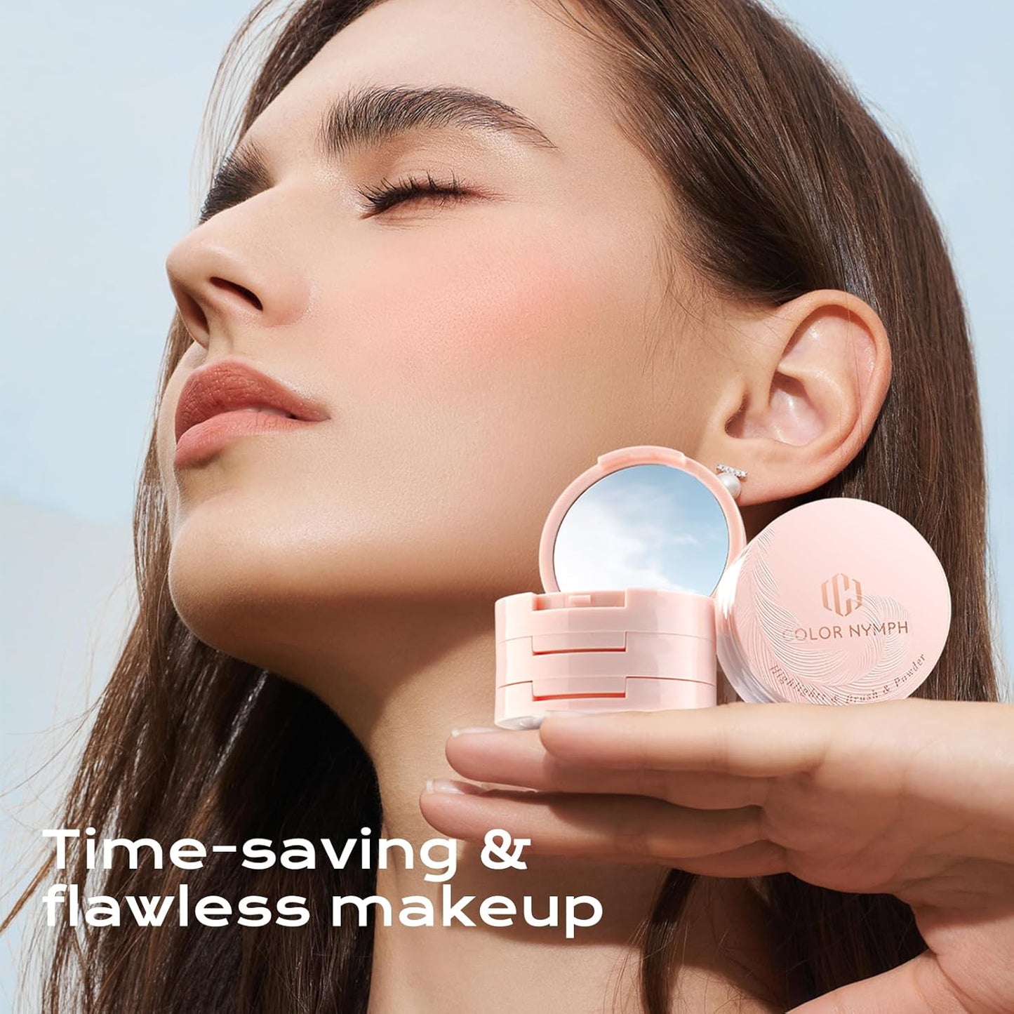 Contour Blush Highlighter Makeup Palette - 3 Colors, Shimmer & Matte Finish | Travel-Friendly Kit with Brush & Mirror