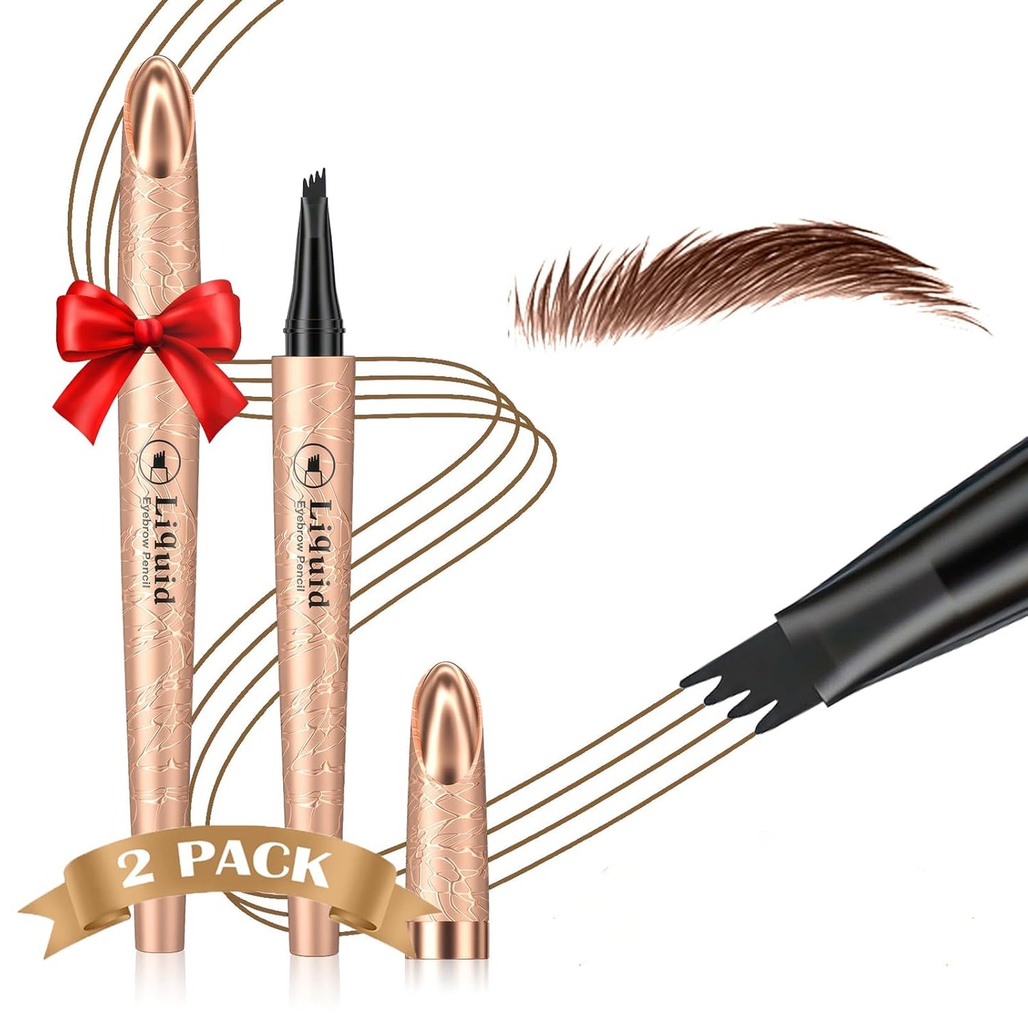 4D Liquid Eyebrow Pen - Microblading Pencil for Precise Brow Definition | Long-Lasting Waterproof (Black)