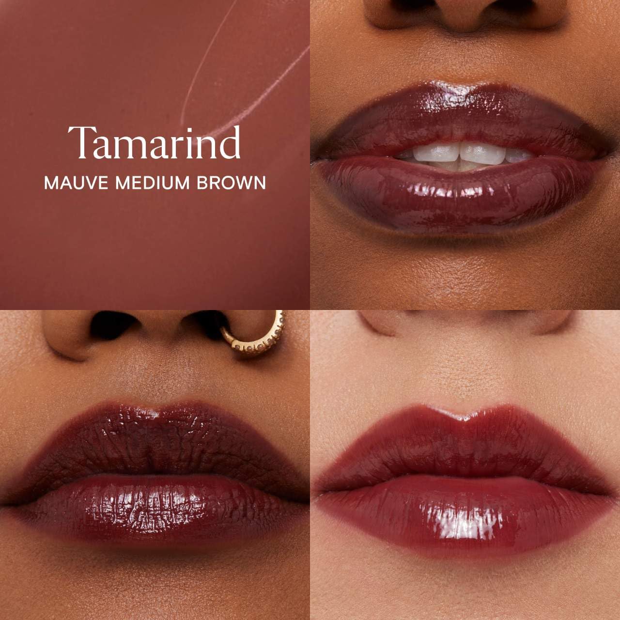 Lassi Lips Staining Lip Oil - Long-Lasting Moisturizing Lip Tint | Lightweight Glossy Finish - 0.14 oz (Tamarind - Mauve Medium Brown)