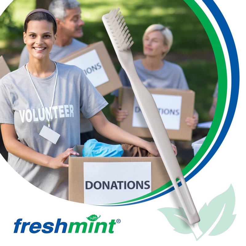 FRESHMINT Individually Wrapped Bulk 30 Tuft Adult Toothbrush (144 Pack) with Soft Nylon Bristles, Perfect for Travel, Hotel, Donation