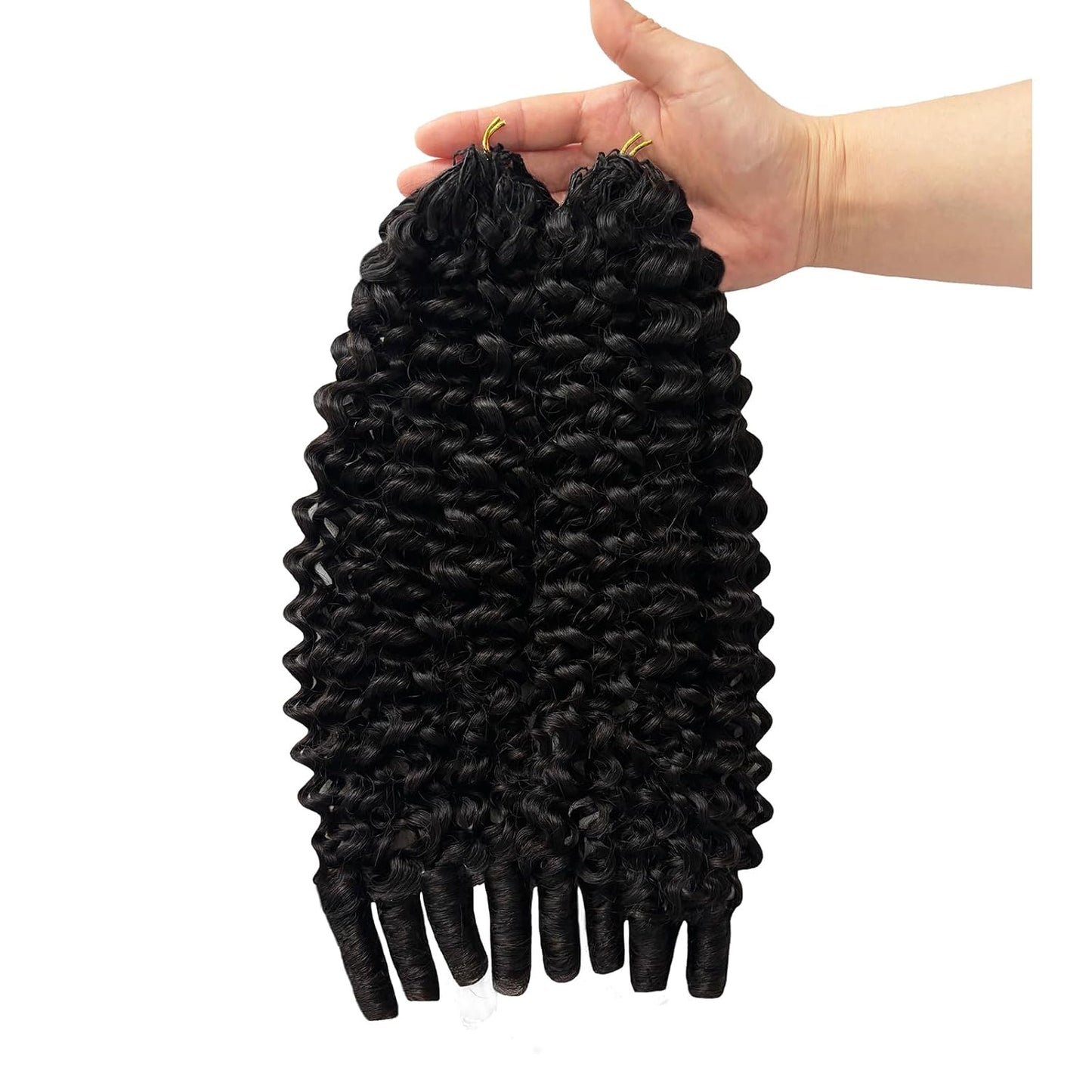 Curly Wave Human Crochet Hair - 14 Inch Pre-Looped Extensions for Black Women | Wet & Wavy 60g