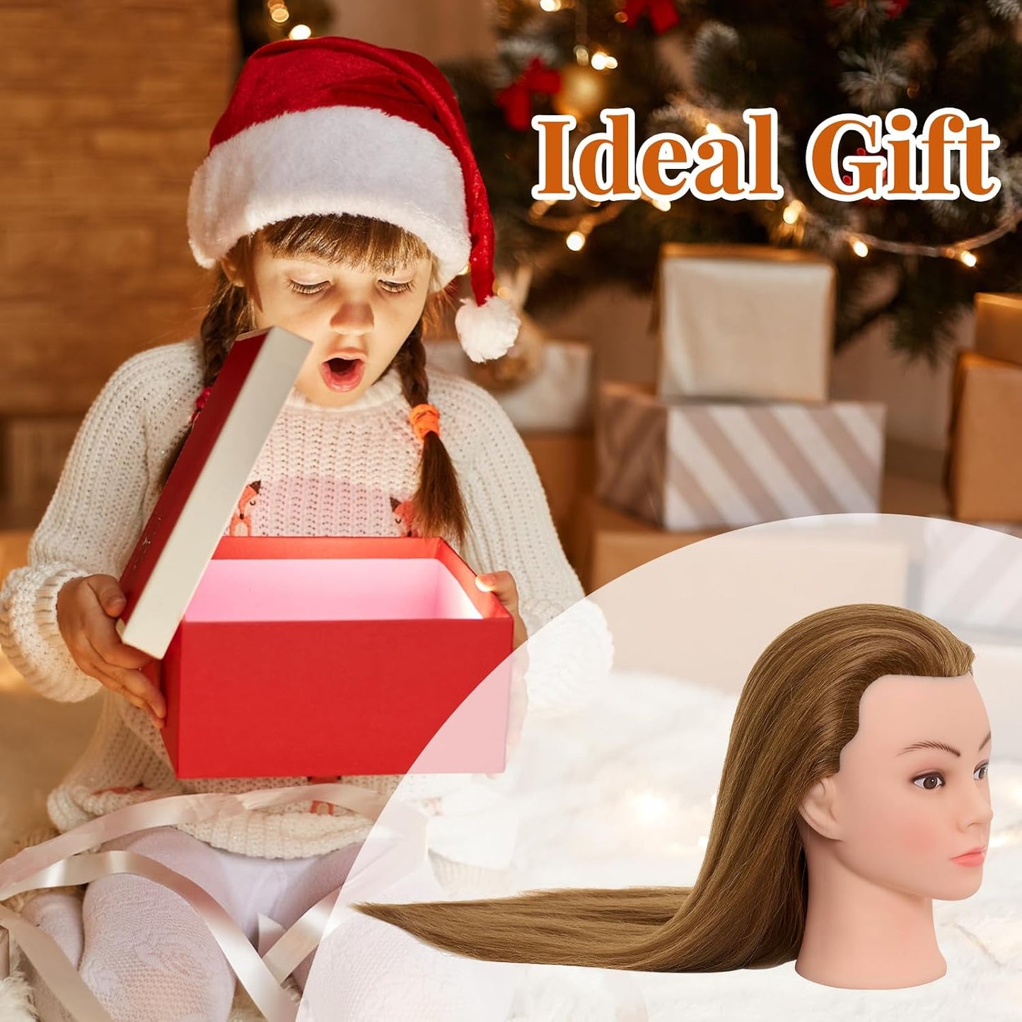 Mannequin Head - 28-Inch with 80% Real Human Hair for Hair Styling, Braiding & Curling | Blonde