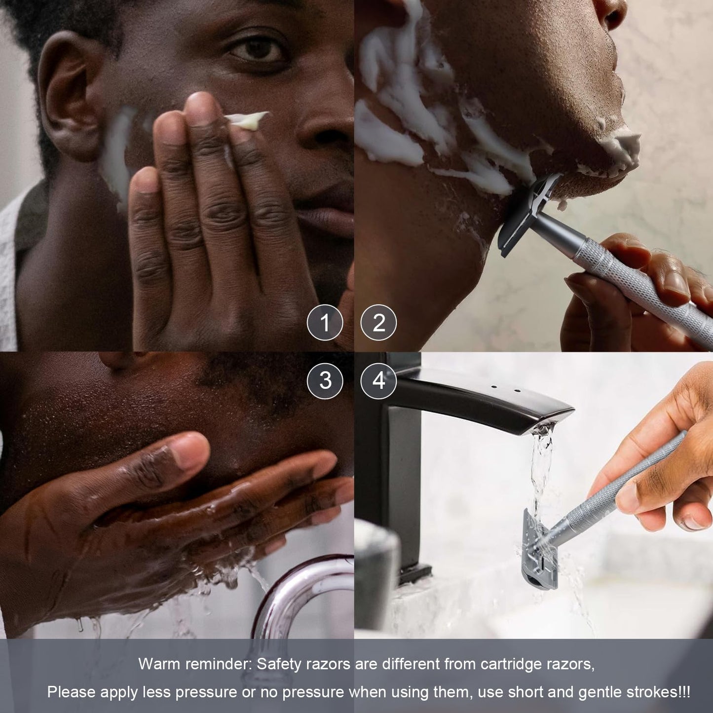 Double Edge Safety Razor, Single Blade Razors for Men and Women, with 10 Double Edge Blades, Reusable Metal 1 Blade Razor, Eco-Friendly, Zero Waste, Smooth and Close Shave, Matte Silver