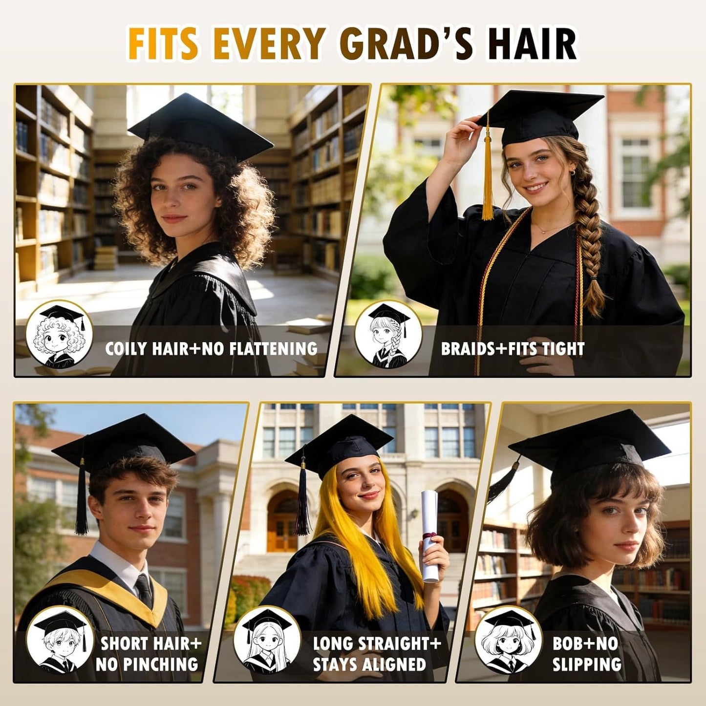 Graduation Cap Headband - Secure Non-Slip Hairband for Graduates | Essential Gift for College Students