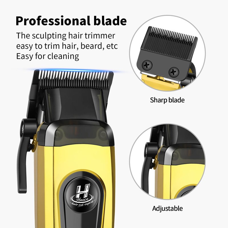 Hnice Professional Hair Clippers for Men 11500 RPM Barber Clippers Cordless with LED Display, 2000mAh Battery 150 Mins Runtime, DLC Blade, Charging Base & 8 Guide Combs Haircut Kit,HN-280