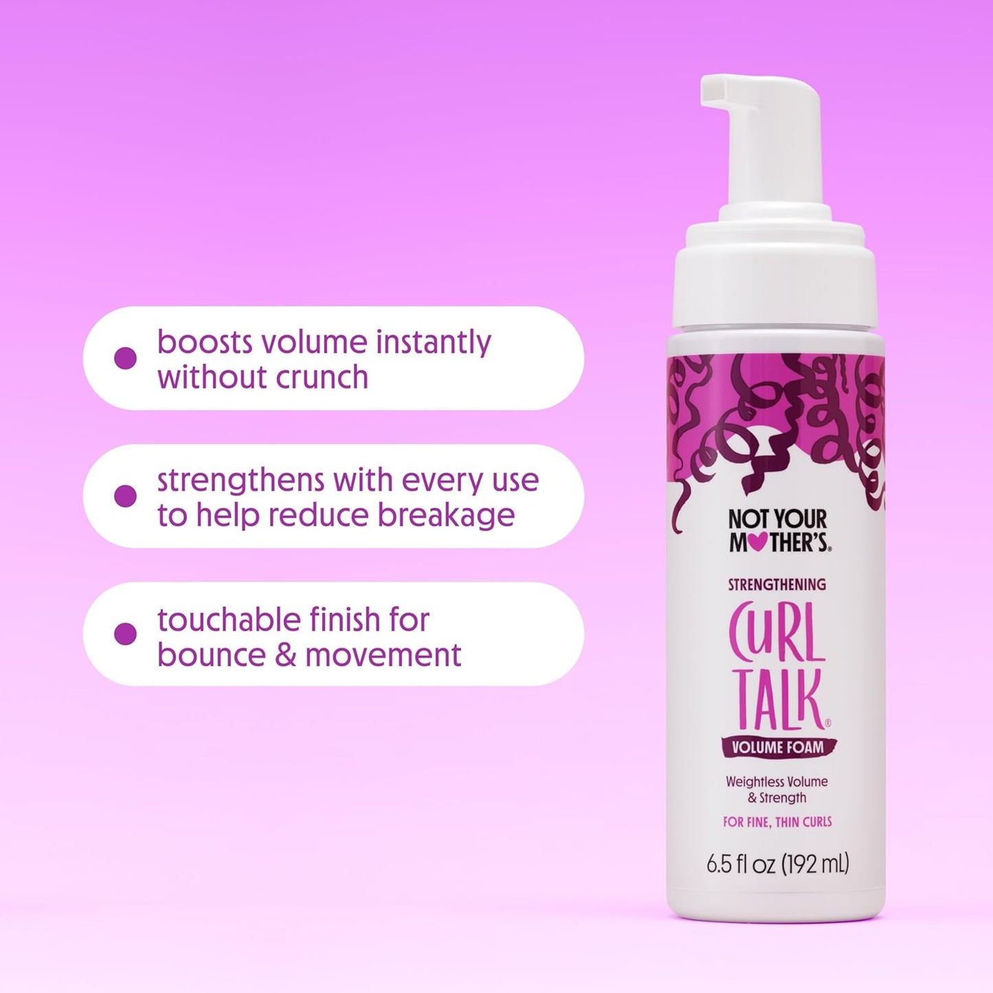 Not Your Mother's Curl Talk Root Hair Spray & Volume Foam - Biotin & Peptides for Curly Hair (2-Pack)