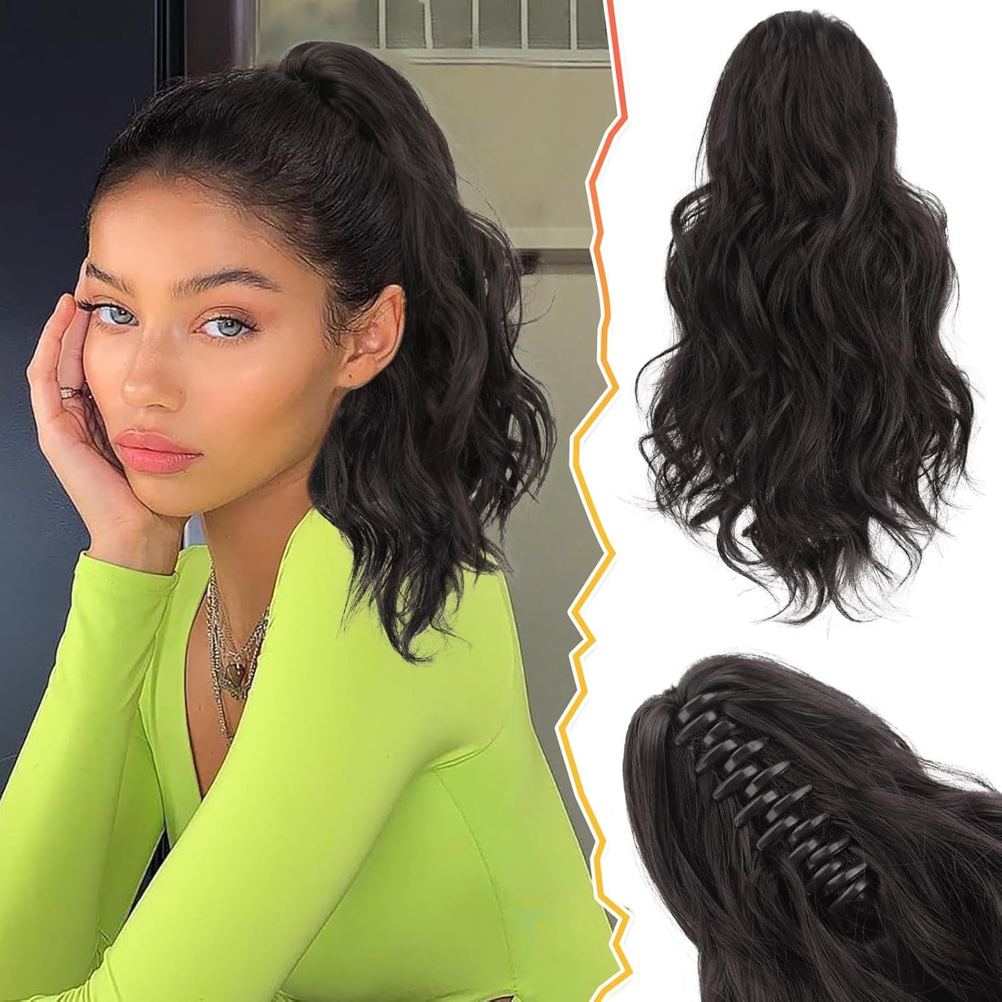 Dark Brown Claw Clip Ponytail Extension - 20 Inch Wavy Synthetic Hairpiece for Women | Lightweight & Natural Look