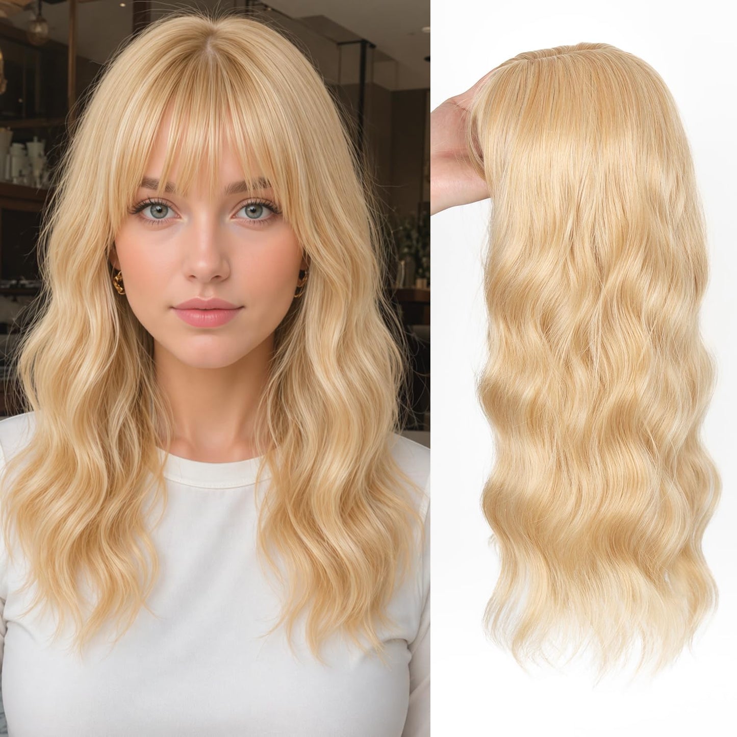 Sakuraaa Hair Toppers for Women - 18" Long Wavy Synthetic Hair Piece | 6.5"x6.5" Large Base in Dark Brown