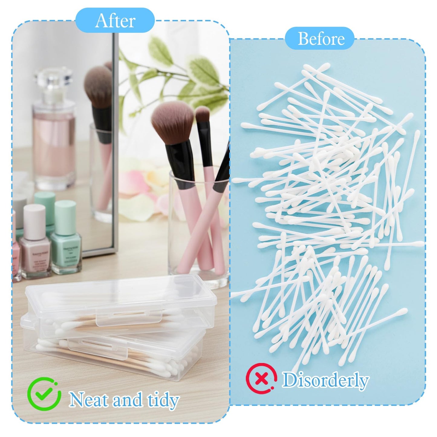 4 PCS Cotton Swab Holder for Travel, Clear Floss Pick Holder, Small Containers for Travel, Portable Storage Case for Cottons Buds Hair Ties Floss