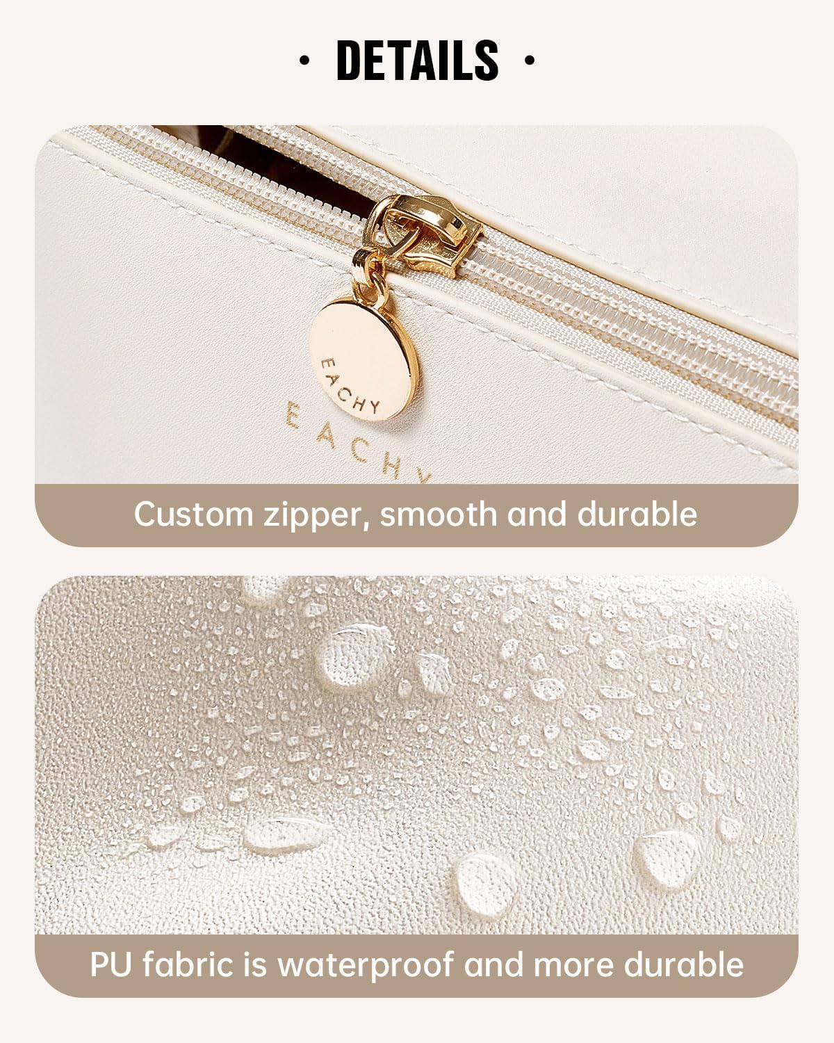 Travel Makeup Bag - Large Capacity Waterproof PU Leather Cosmetic Organizer for Skincare & Brushes | Portable Toiletry Bag