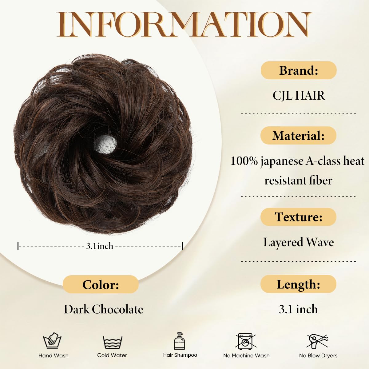 Small Messy Bun Hair Pieces for Women - Synthetic Curly Mini Scrunchies | 2PCs Dark Chocolate