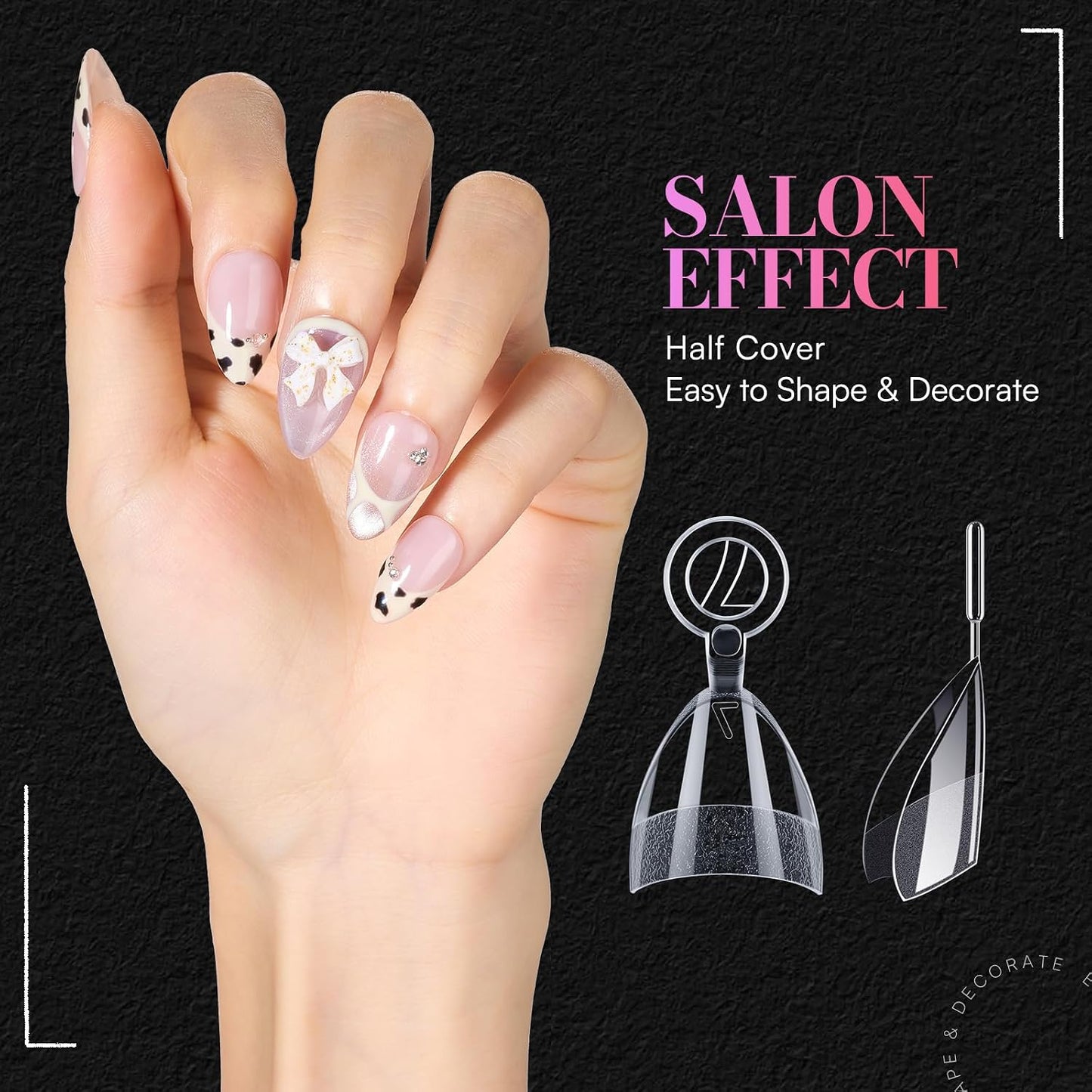Short Almond Nail Tips - 504 PCS Half Cover Pre-shaped Acrylic | Easy DIY Manicure Supplies in 15 Sizes