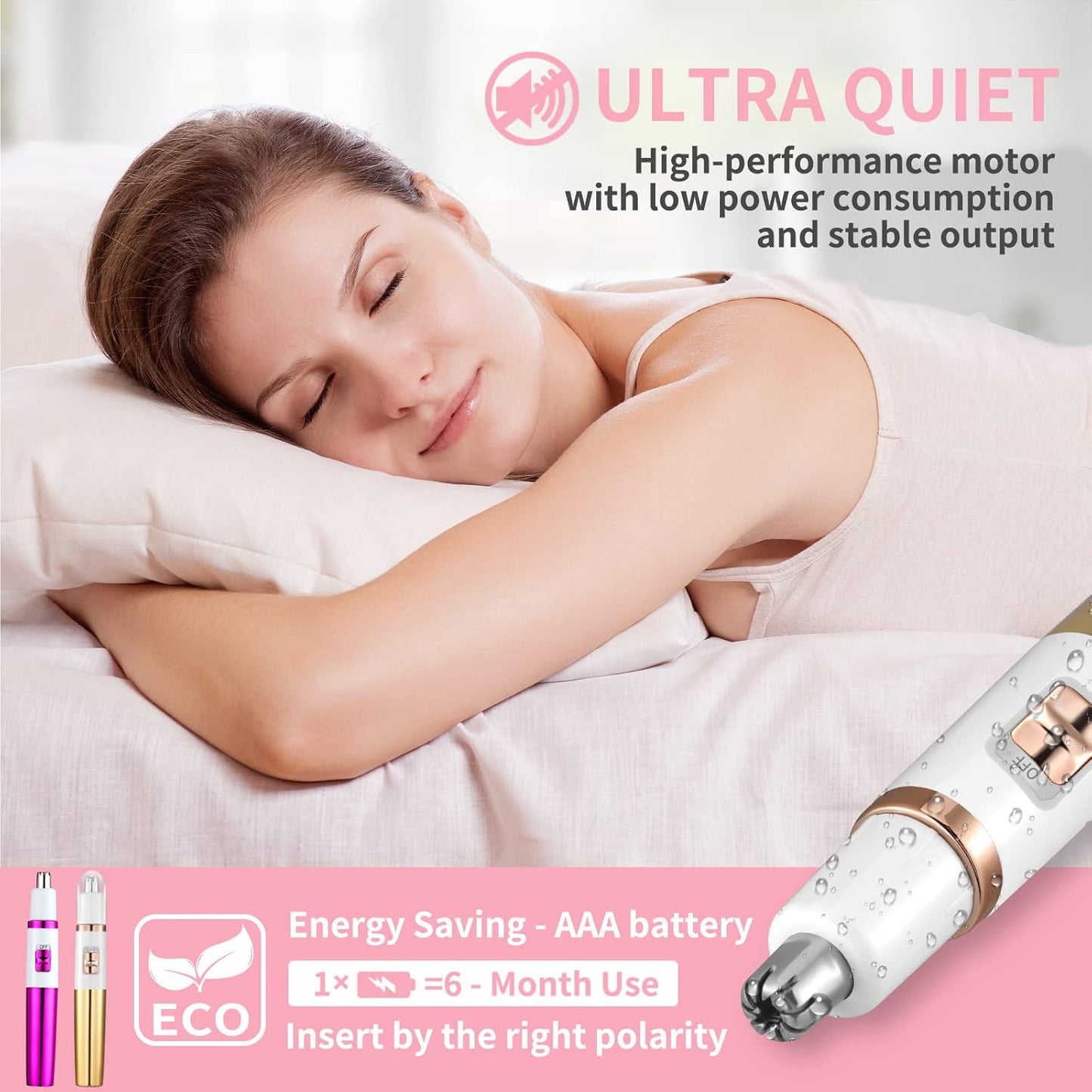 Ear and Nose Hair Trimmer for Women - Professional Painless Clipper | Waterproof, Dual Edge Blades, Battery-Operated