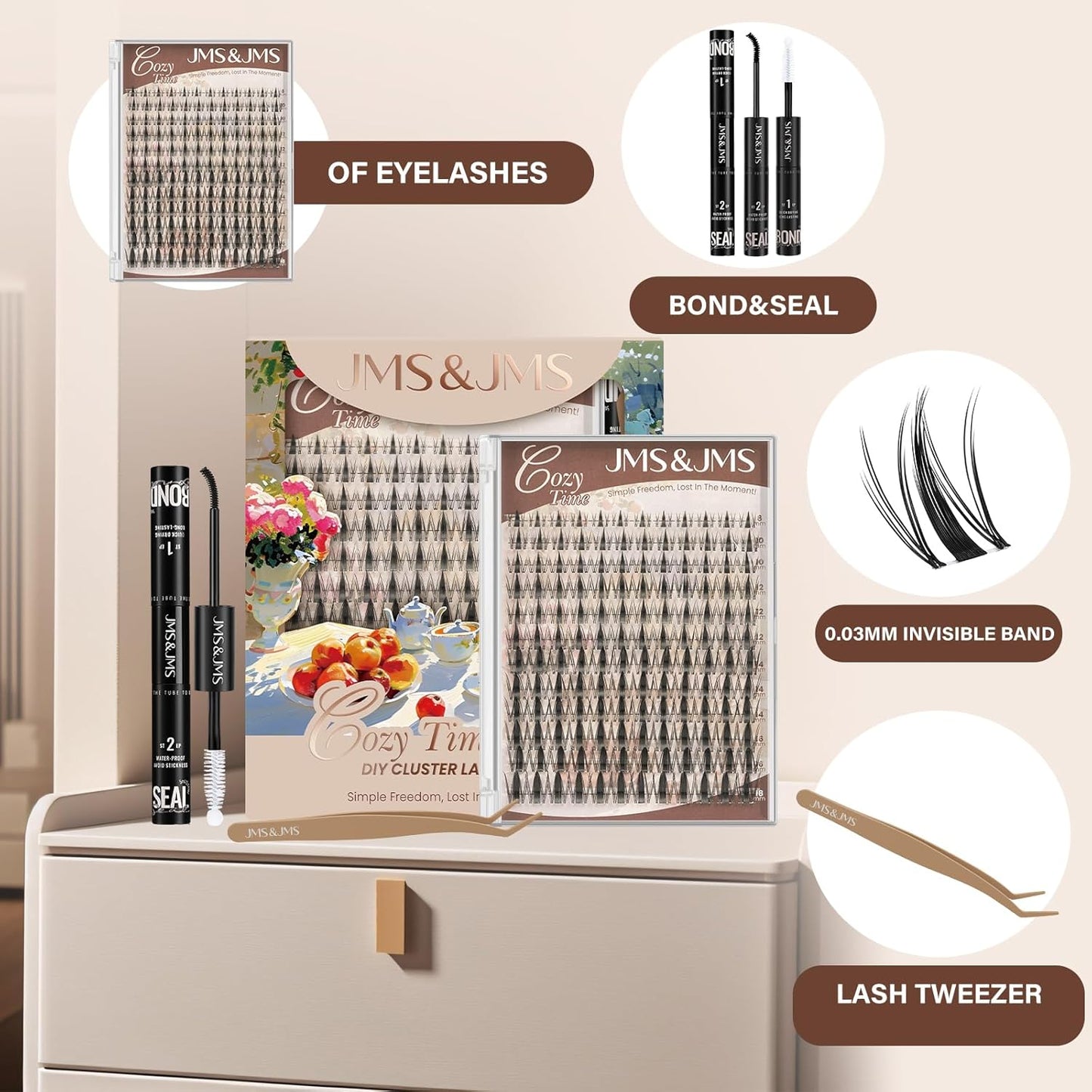 Fairy Lash Clusters Kit - Natural Invisible Band Manga Lashes | Eyelash Applicator & Bond for Beginners (Fairy-8-18mix)
