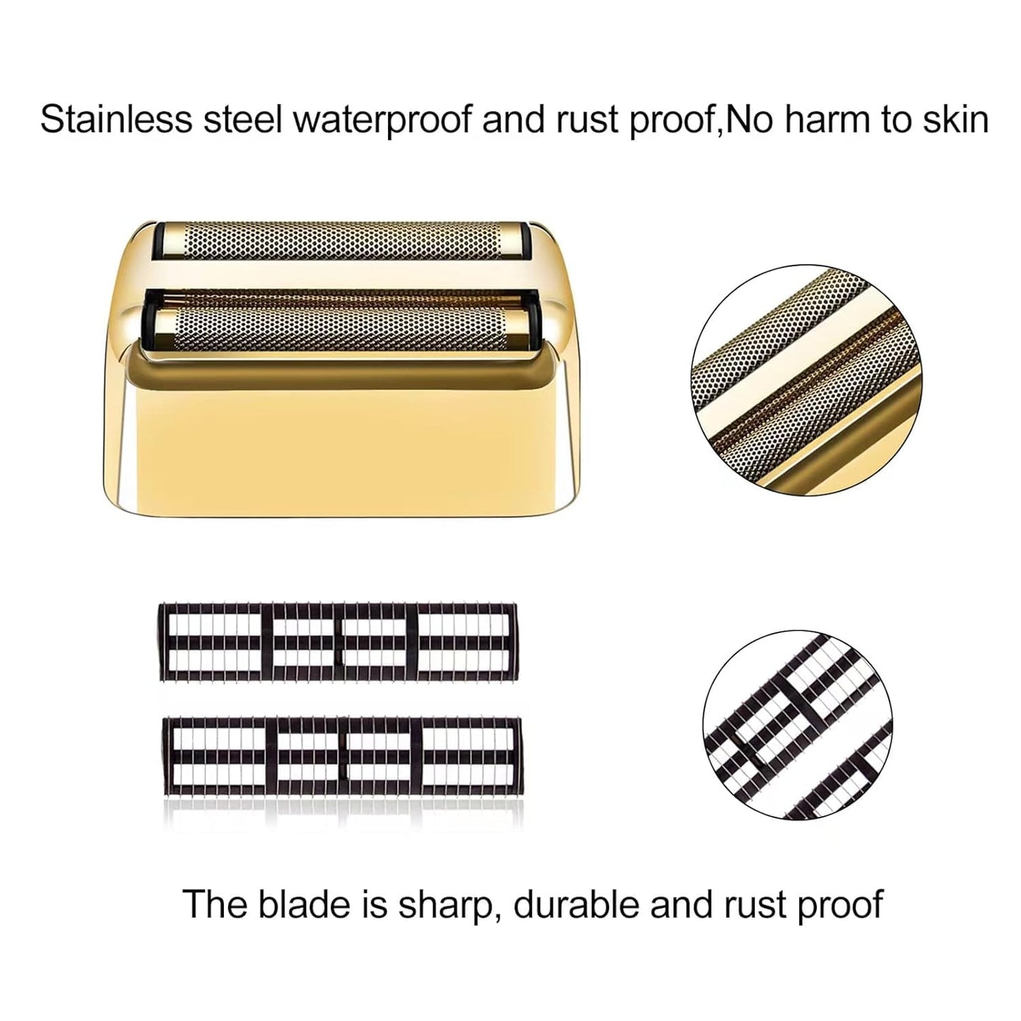 Replacement Foil and Cutter,Double Foil Shaver Replacement Head Compatible with BaBylissPRO Barberology FXFS2 Shaver,Gold