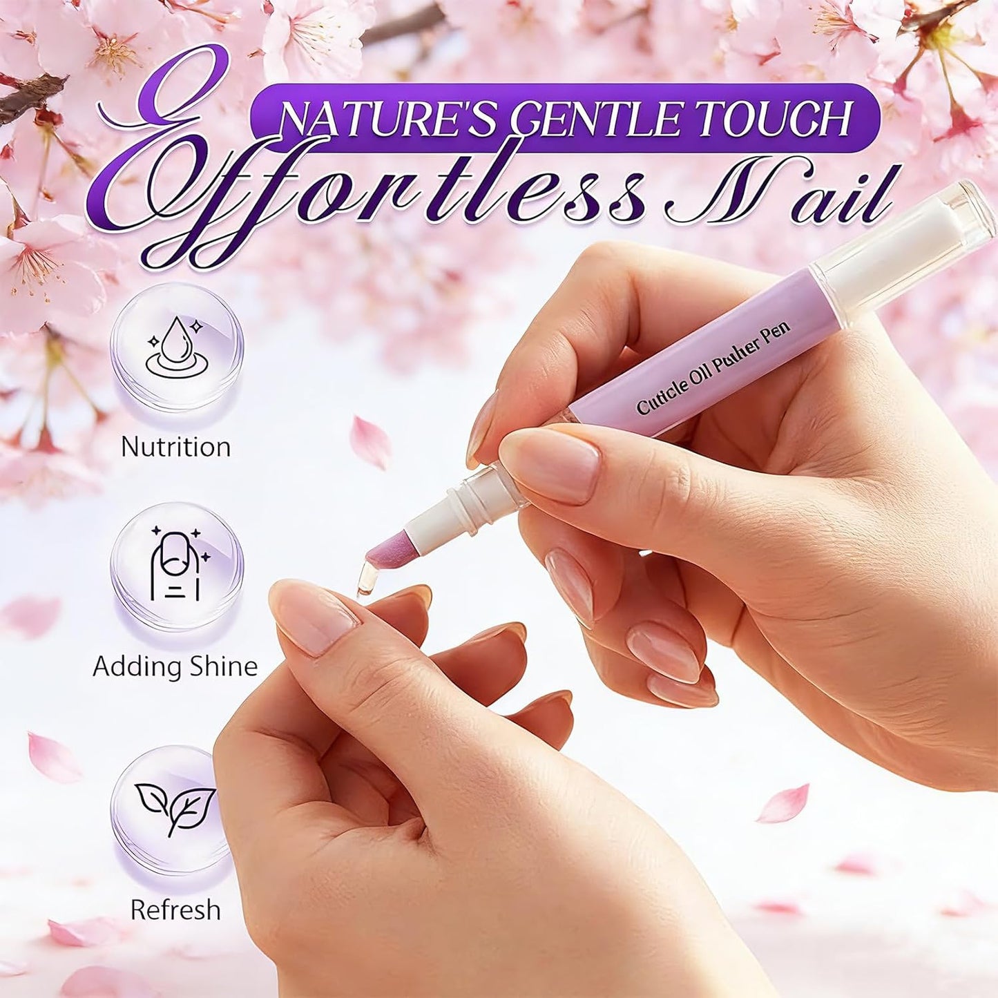 Cuticle Oil Pusher Pen - Moisturizing Ceramic Nail Care Treatment | 2 Pack, No Leak Travel Size