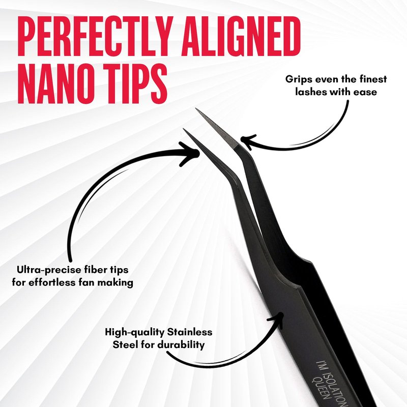 My Lash Tools Isolation Tweezer Black Fiber Tip Lash Tweezer 12cm – Precision Stainless Steel Eyelash Extension Tool, Anti-Slip, Fine Tip for Lash Separation & Placement, Lash Artist Supplies