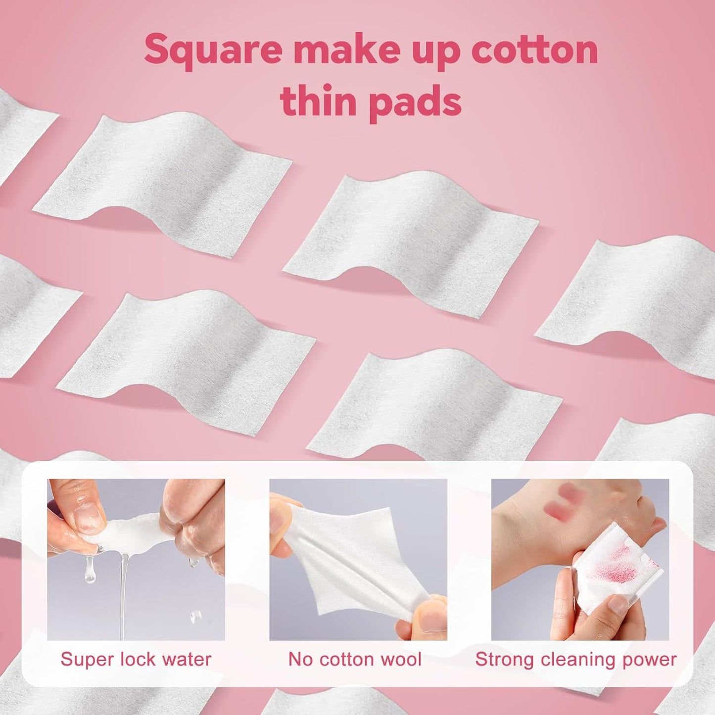 ICOTLE Square Cotton Pads - 475 Pcs Makeup Remover Pads for Face | 75 Thick & 400 Ultra-Thin for Daily Skin Care