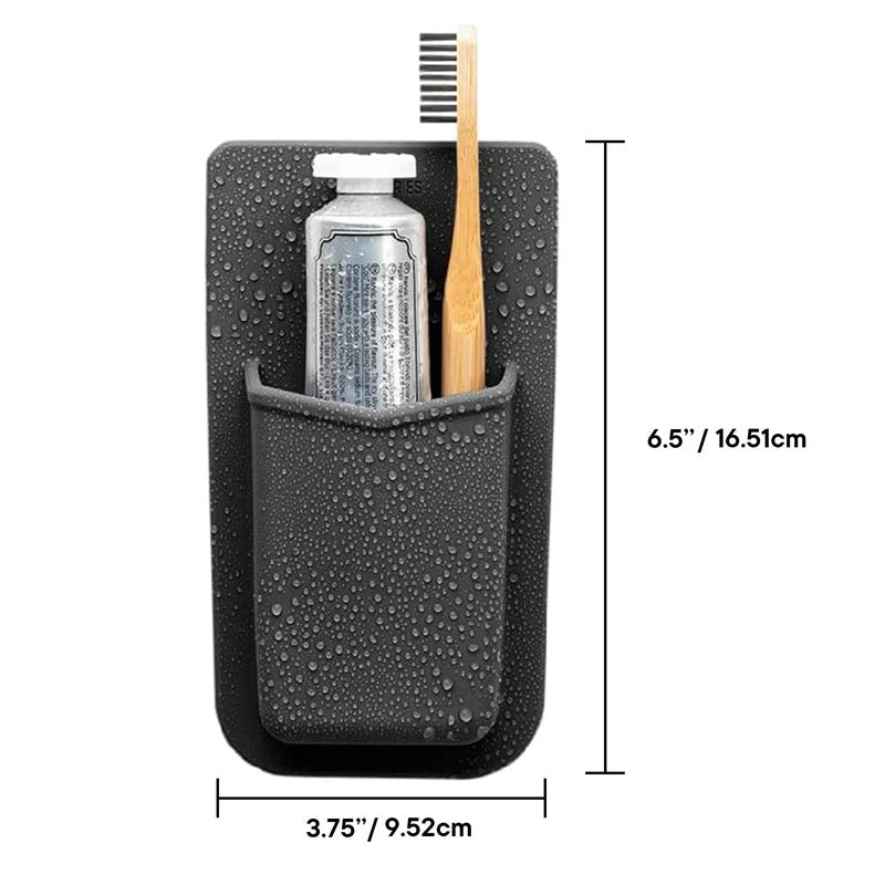 TOOLETRIES The Henry Essentials Holder - Silicone Toiletry Organizer, Shower & Bathroom Accessory - Features Silicone-Grip Technology, Removable & Reusable - Charcoal