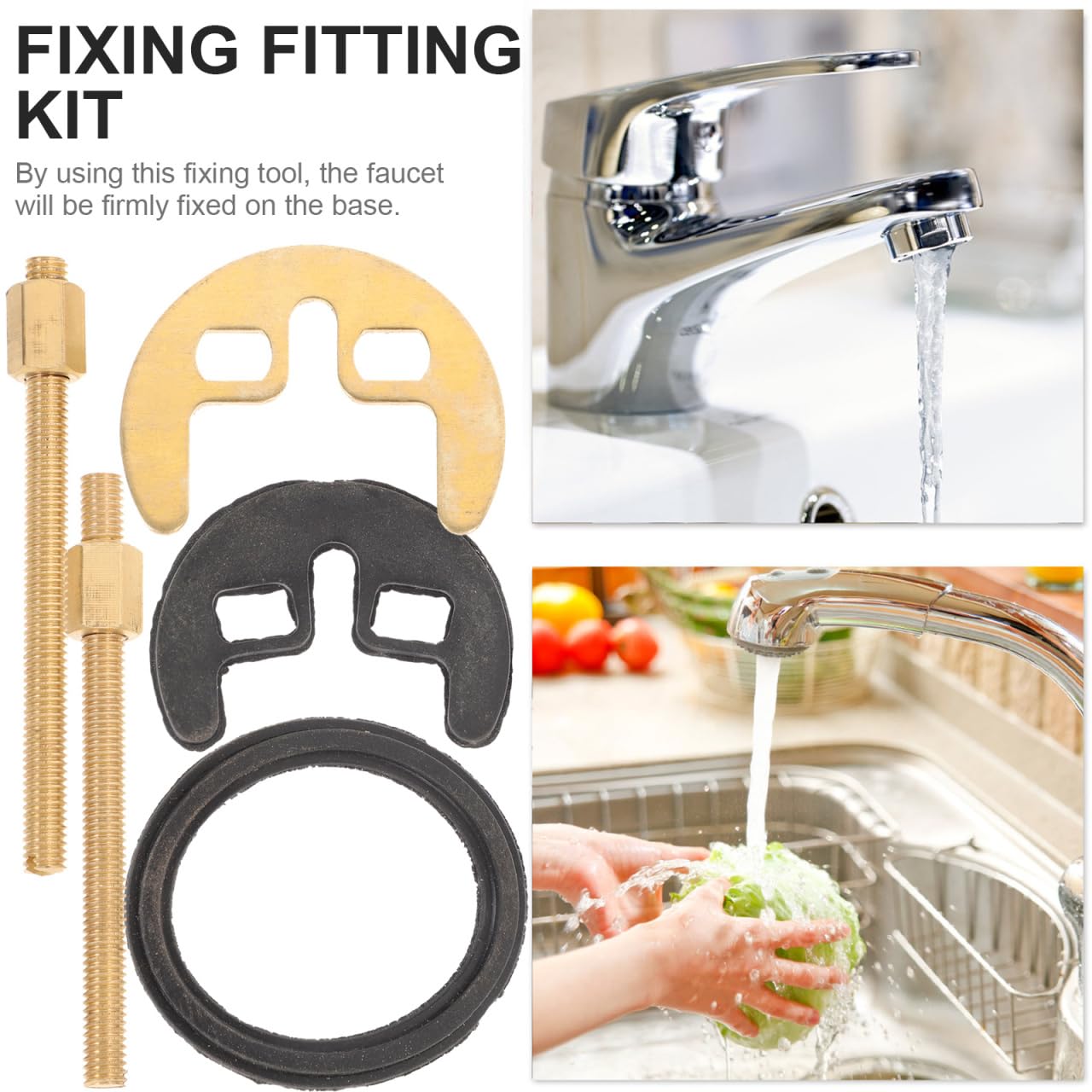 POPETPOP 1 Set Faucet Fixing Bracket, Faucet Fastening Circlip, Kitchen Antiloosing Nut Cap Fastening Circlip Washer Accessory Tool, Wash Basin Tap Fixing Fitting Kit