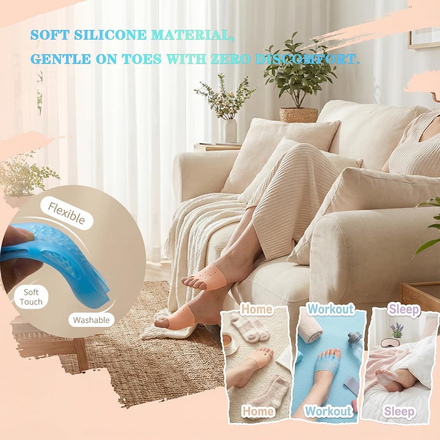 Bunion Corrector for Women - Silicone Toe Separators with Breathable Cushions | 4-Piece Set