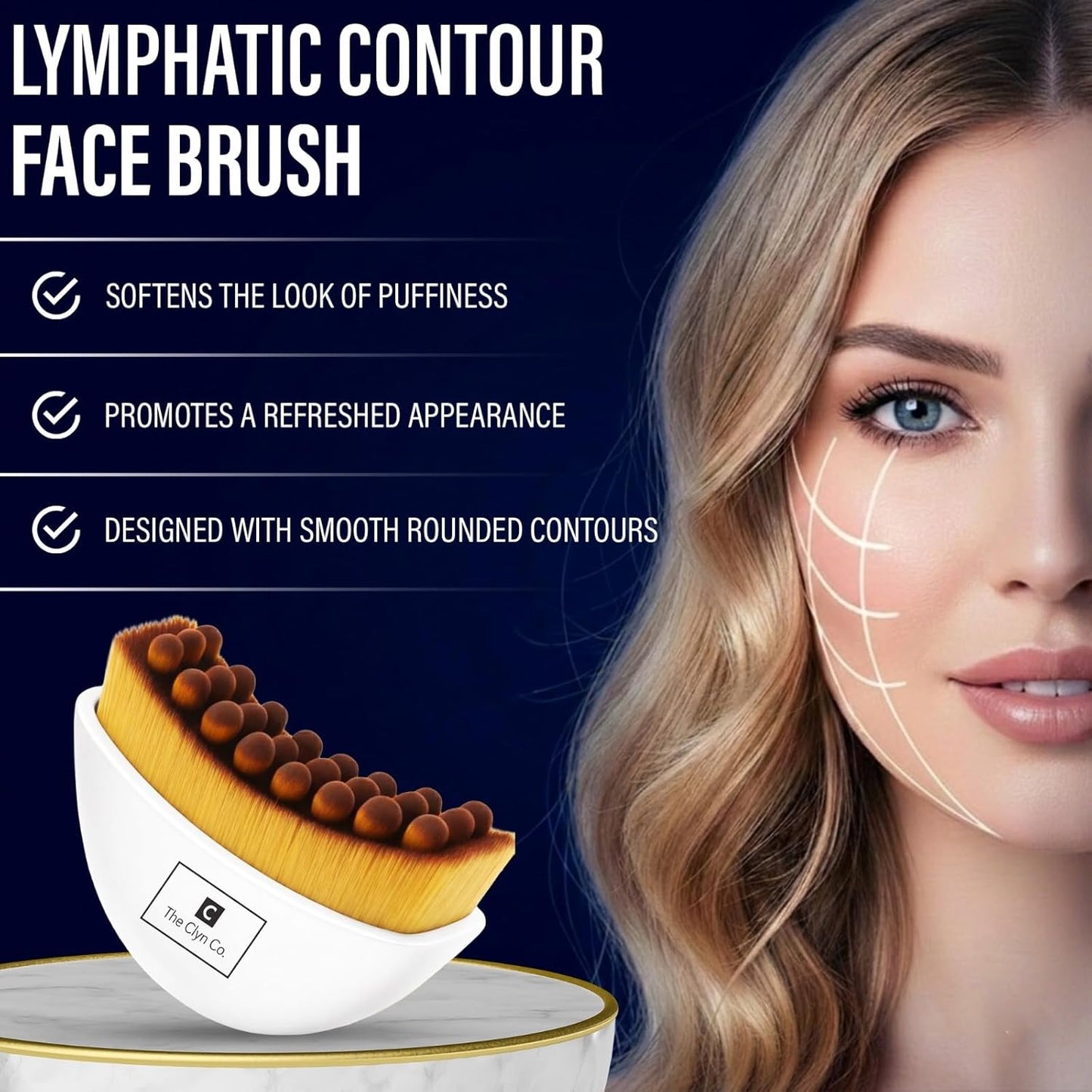 Lymphatic Contour Face Brush - Ultra Soft Bristles for Radiant Skin | Ergonomic Design for Facial Dry Brushing
