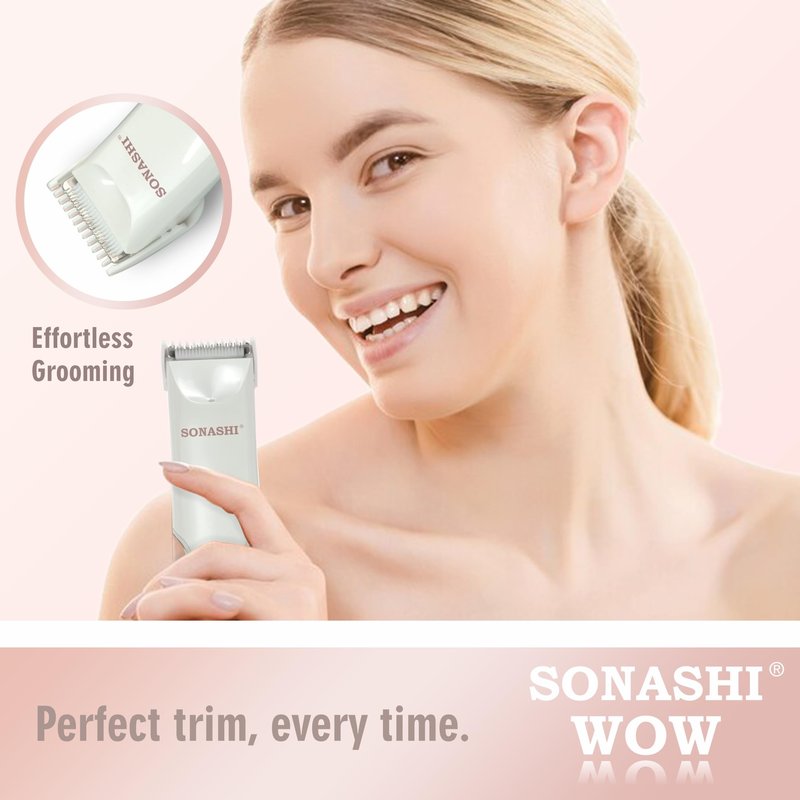SONASHI WOW Electric Body Hair Trimmer - Groin Trimmer for Men - Bikini Trimmer Women - Wet/Dry Shaver Groomer, Rechargeable, Waterproof, Painless Hair Removal (White)