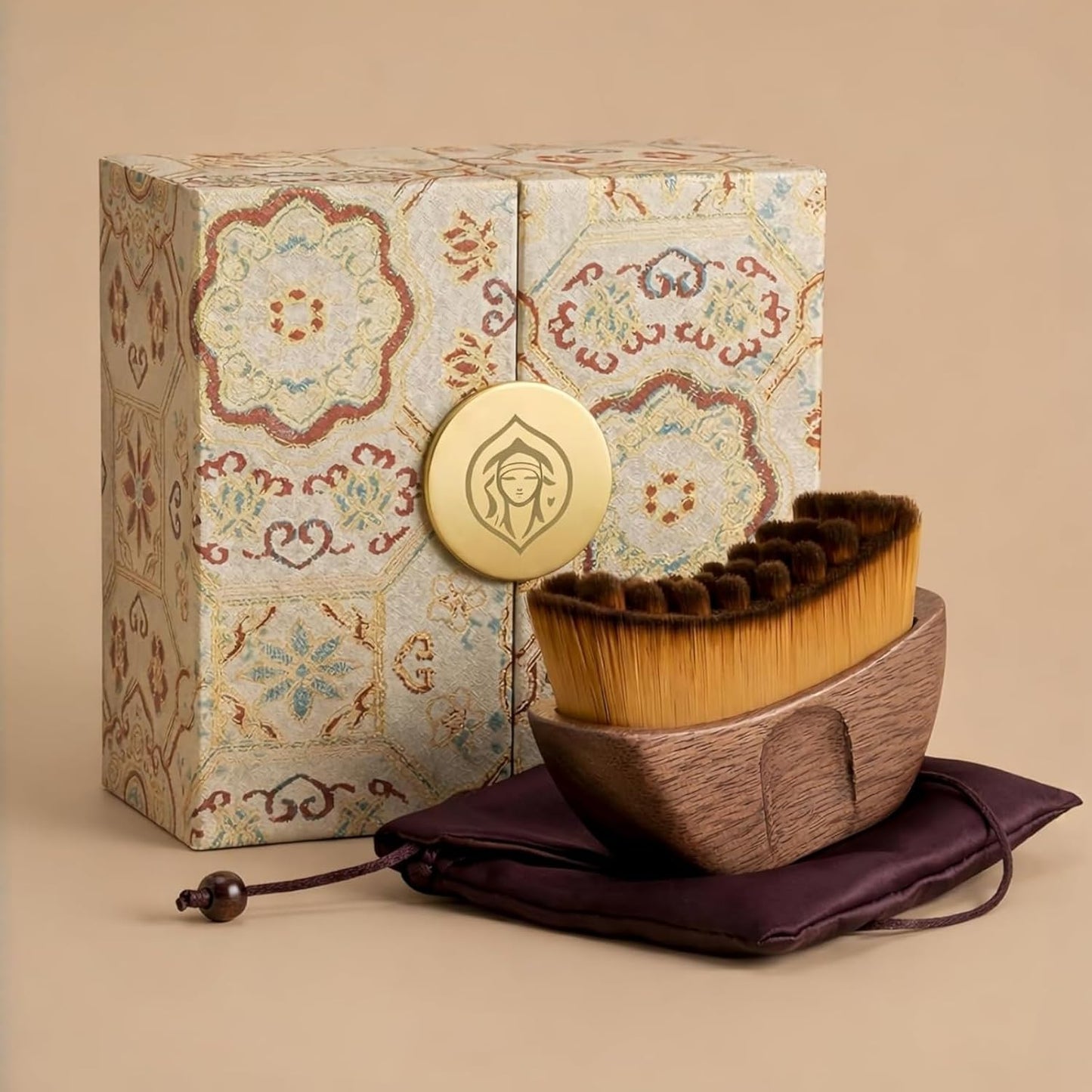Lymphatic Contour Face Brush - Wooden Handle, Soft Bristles | Vintage Gift Box for Mom & Loved Ones