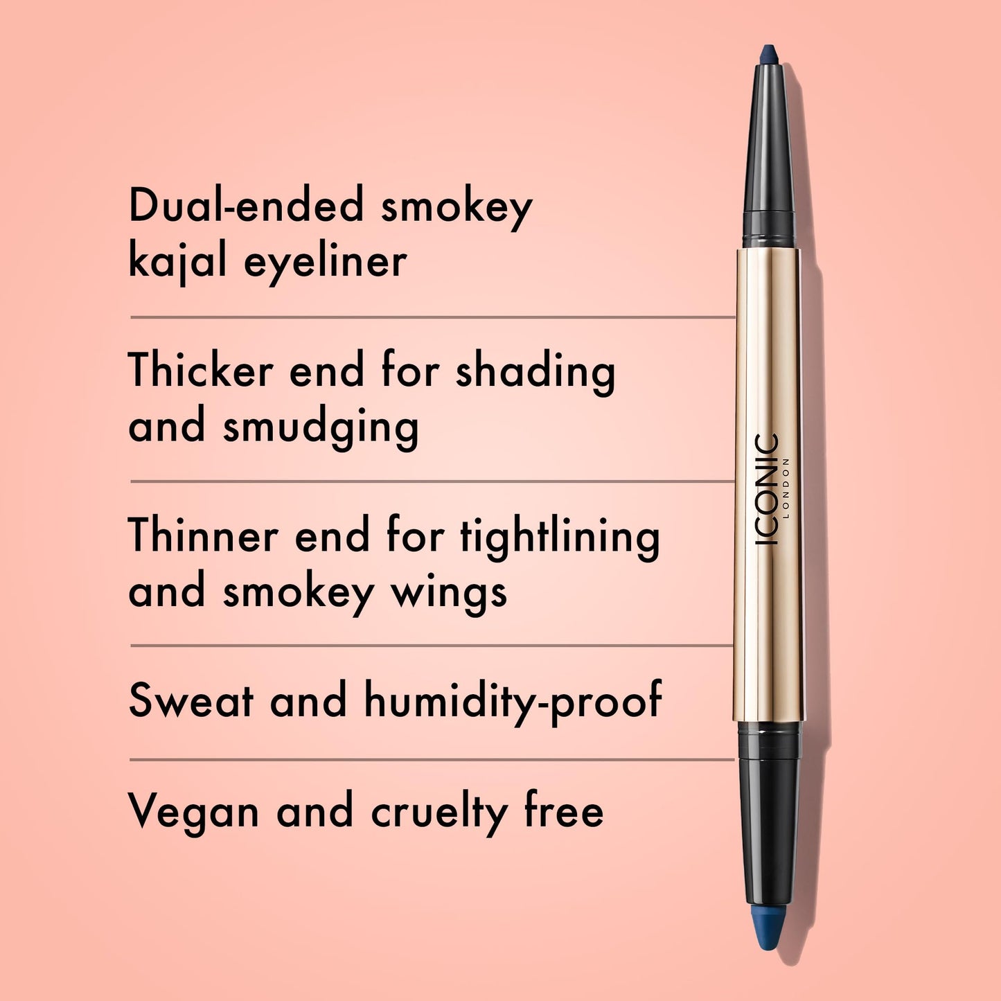 ICONIC LONDON Smokey Eye Dual Ended Eyeliner | Electric Blue, Water Resistant