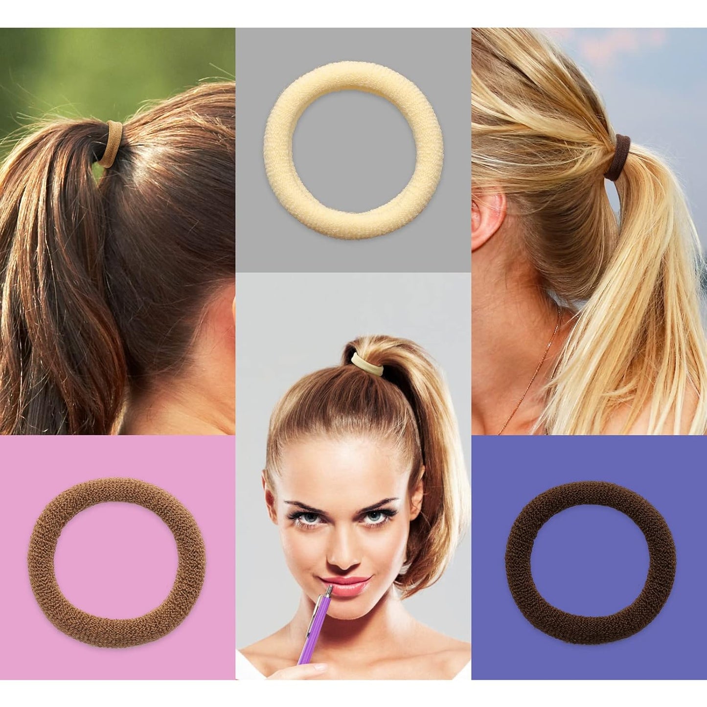 Brown Cotton Hair Ties - 100PCS Thick Elastic Ponytail Holders | No Crease, No Damage for Women & Kids