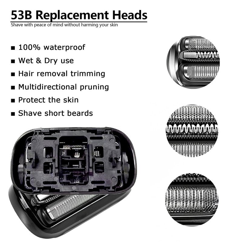 Series 5 Series 6 53B Shaver Replacement Head for New Gens S5 S6 Razors, 53B Wet and Dry Replacement Foil and Cutter for Braun Electric Shaver S5 S6 5409 5762