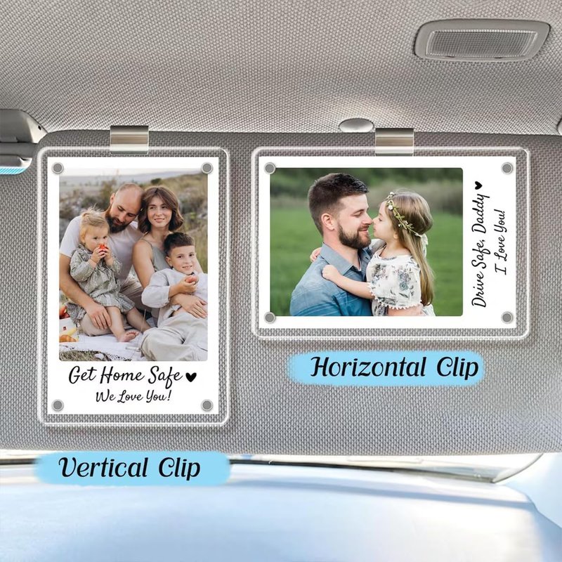 LullabyMall Personalized Photo Car Visor Clip for Dad, Drive Safe Car Accessory, Custom Photo Gift for Father, Personalized Drive Safe Gift for Fathers Day Birthday