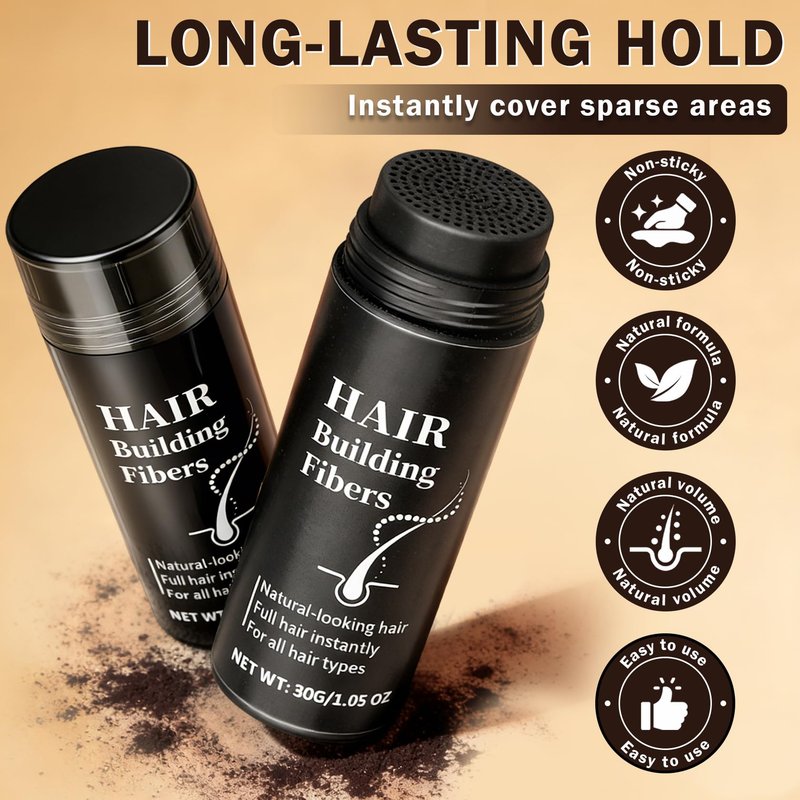 ZHISHUDL Hair Fibers for Thinning Hair for Men & Women Hair Building Fibers Instant Cover Up & Volume Instantly Hair Filler - 02 Dark Brown