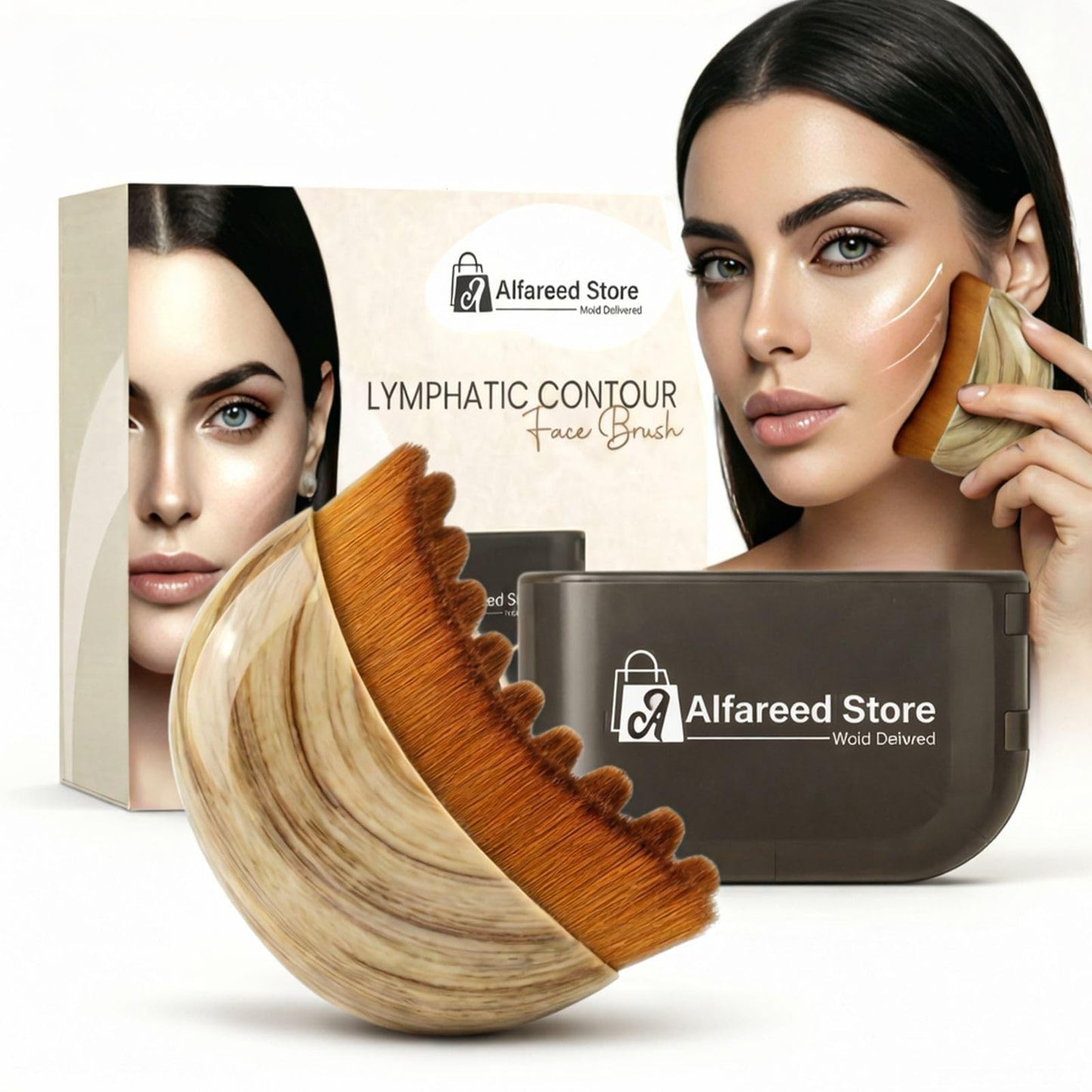 1 Pack Lymphatic Contour Face Brush – Manual Lymphatic Drainage Massager & Gua Sha Brush for Face | Depuff, Sculpt & Reduce Double Chin | Soft Bristles Facial Dry Brushing Tool for Home & Travel
