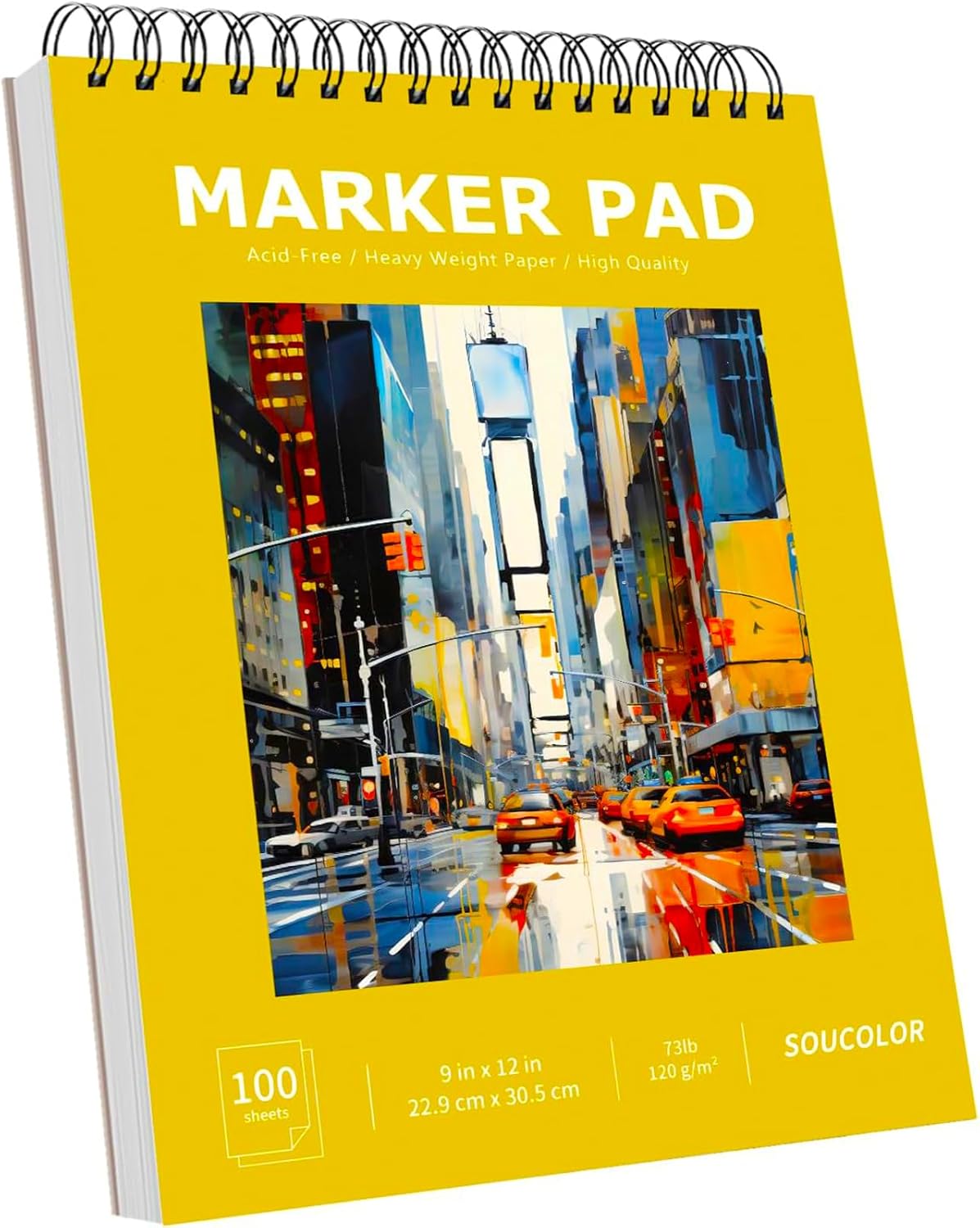Soucolor Sketch Book - 9" x 12" Top Spiral Bound, 100 Sheets Acid-Free Drawing Paper | Ideal for Kids, Adults & Artists